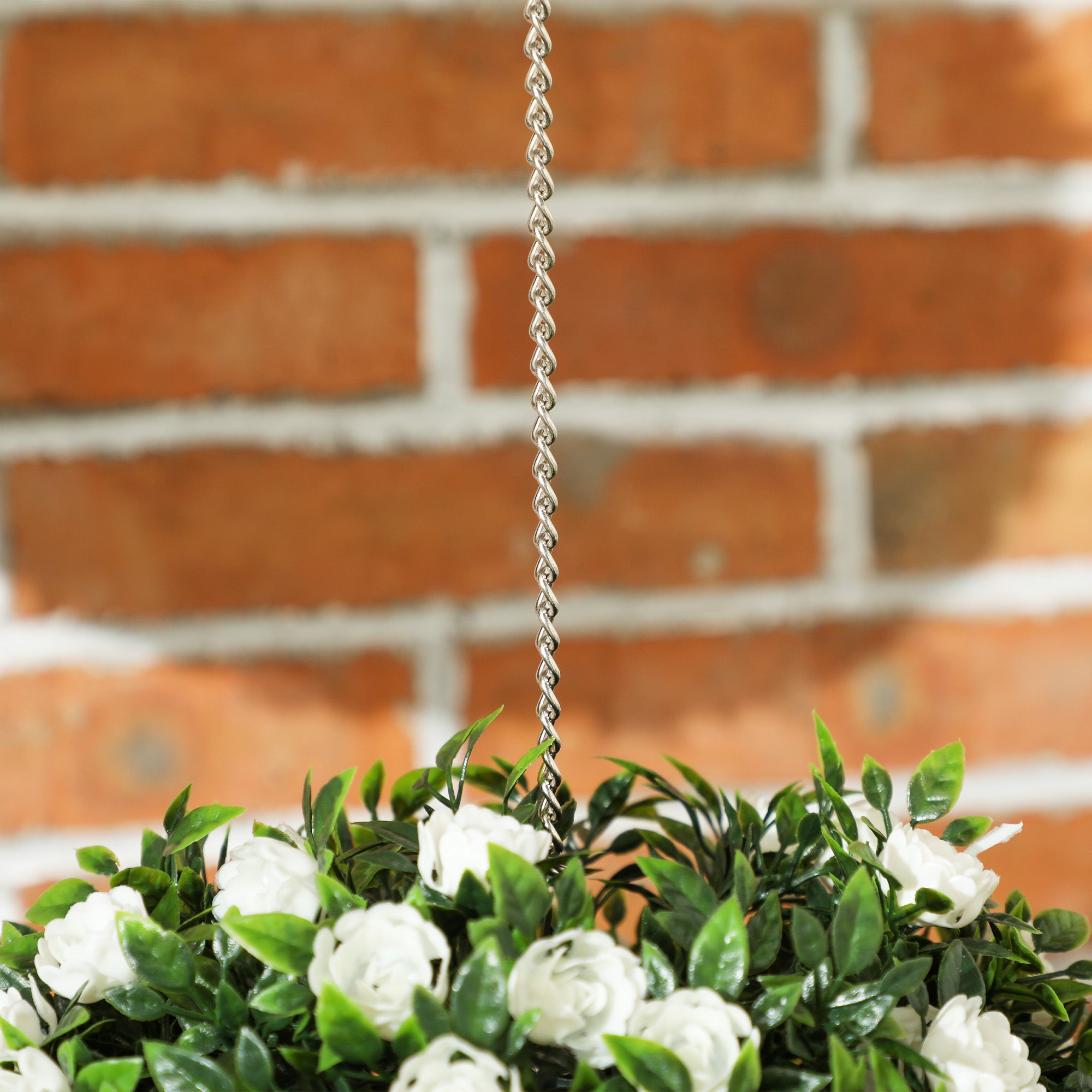 HOMCOM Set of 2 Decorative Artificial Plants, UV-protected Artificial Plant Topiary Rose Balls, Fake Plants for Home Indoor outdoor Decor, 28cm, White - North Peak Garden Furniture