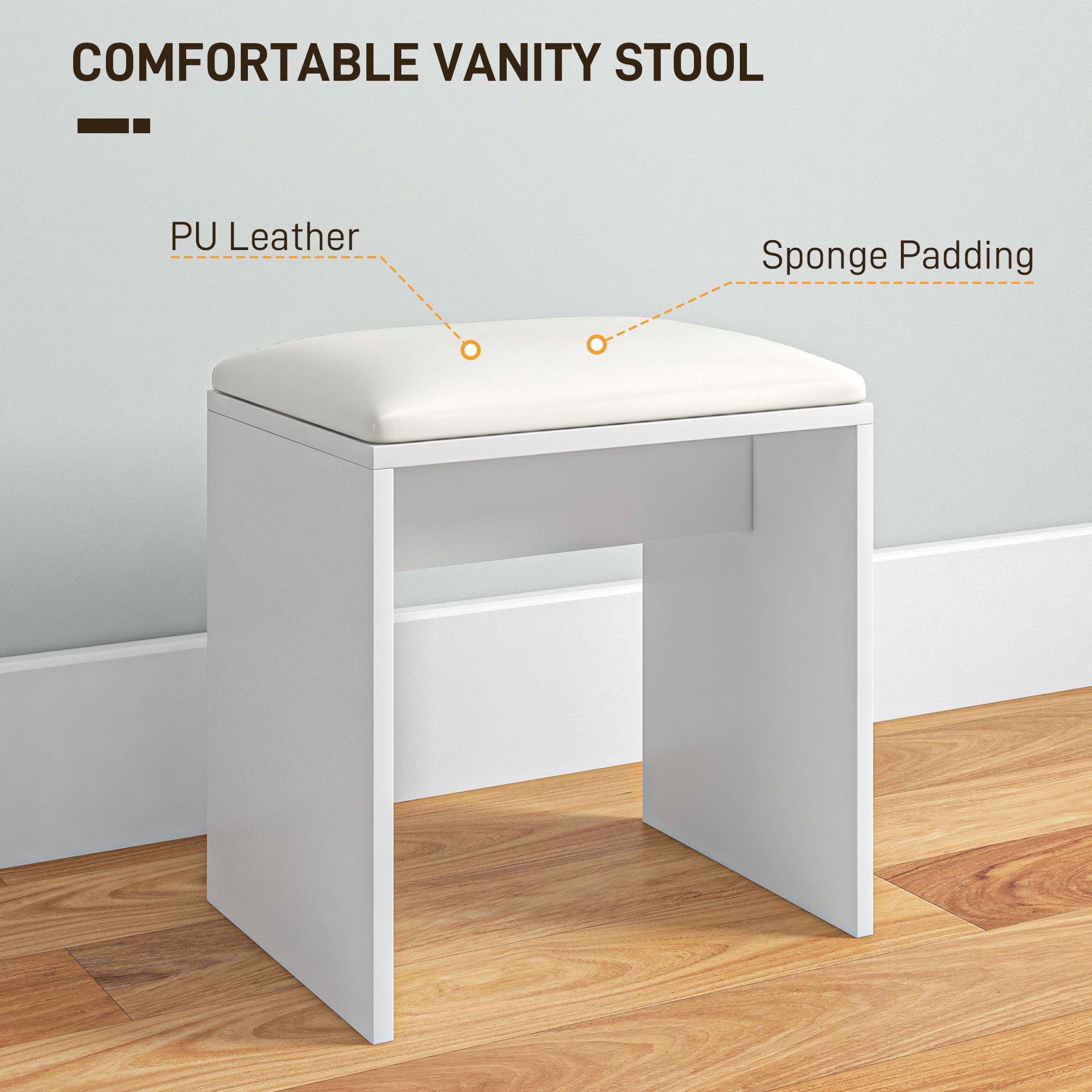 HOMCOM Dressing Table with Mirror and Stool, Vanity Table, Modern Makeup Desk with Drawer, Storage Cabinet and Adjustable Shelf for Bedroom, White - North Peak Garden Furniture