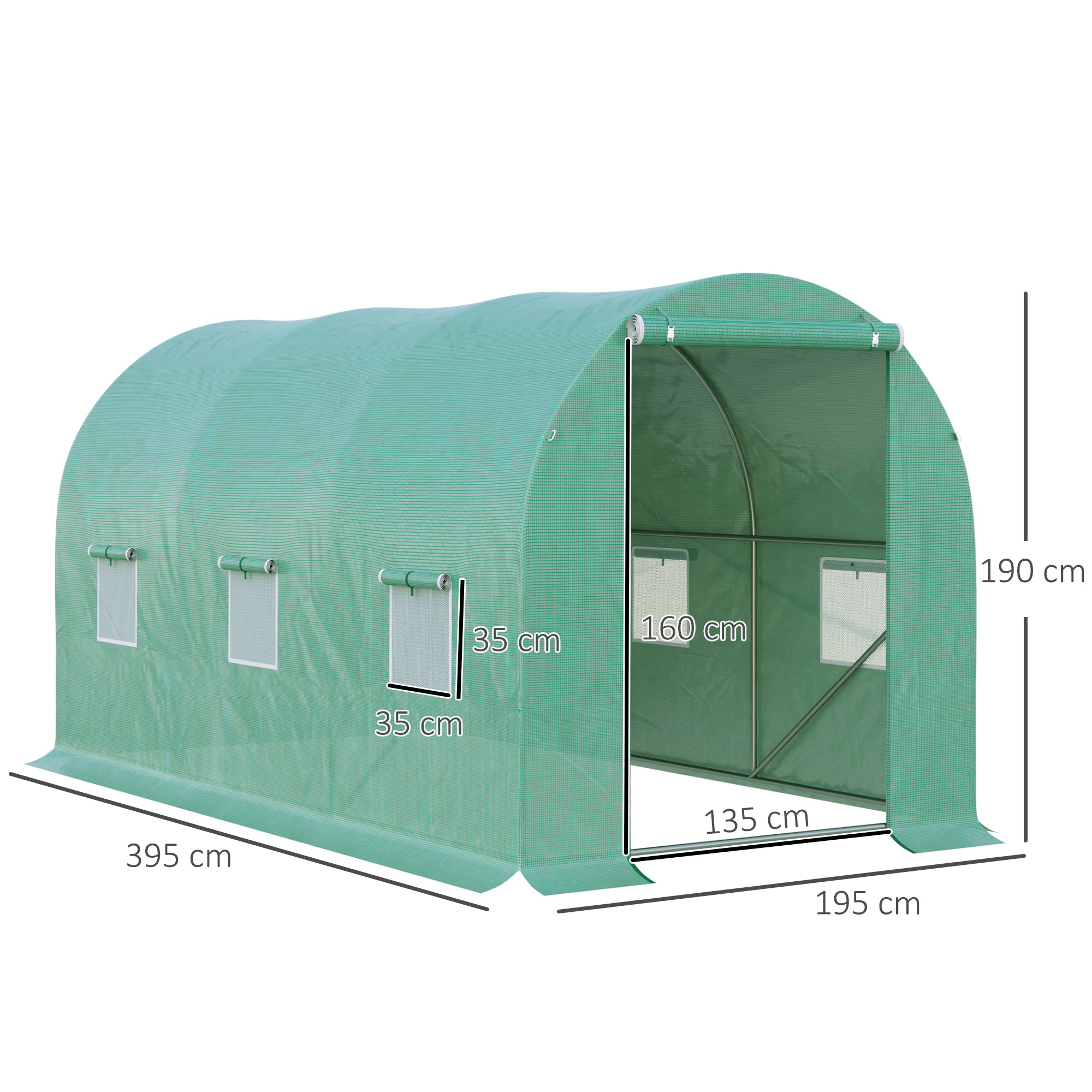 Outsunny 4L x 2W x 2H M Greenhouse Walk-in Polytunnel Outdoor Garden Flower Vegetable Planter 25mm Diameter Galvanised Steel Frame with Zipped Door