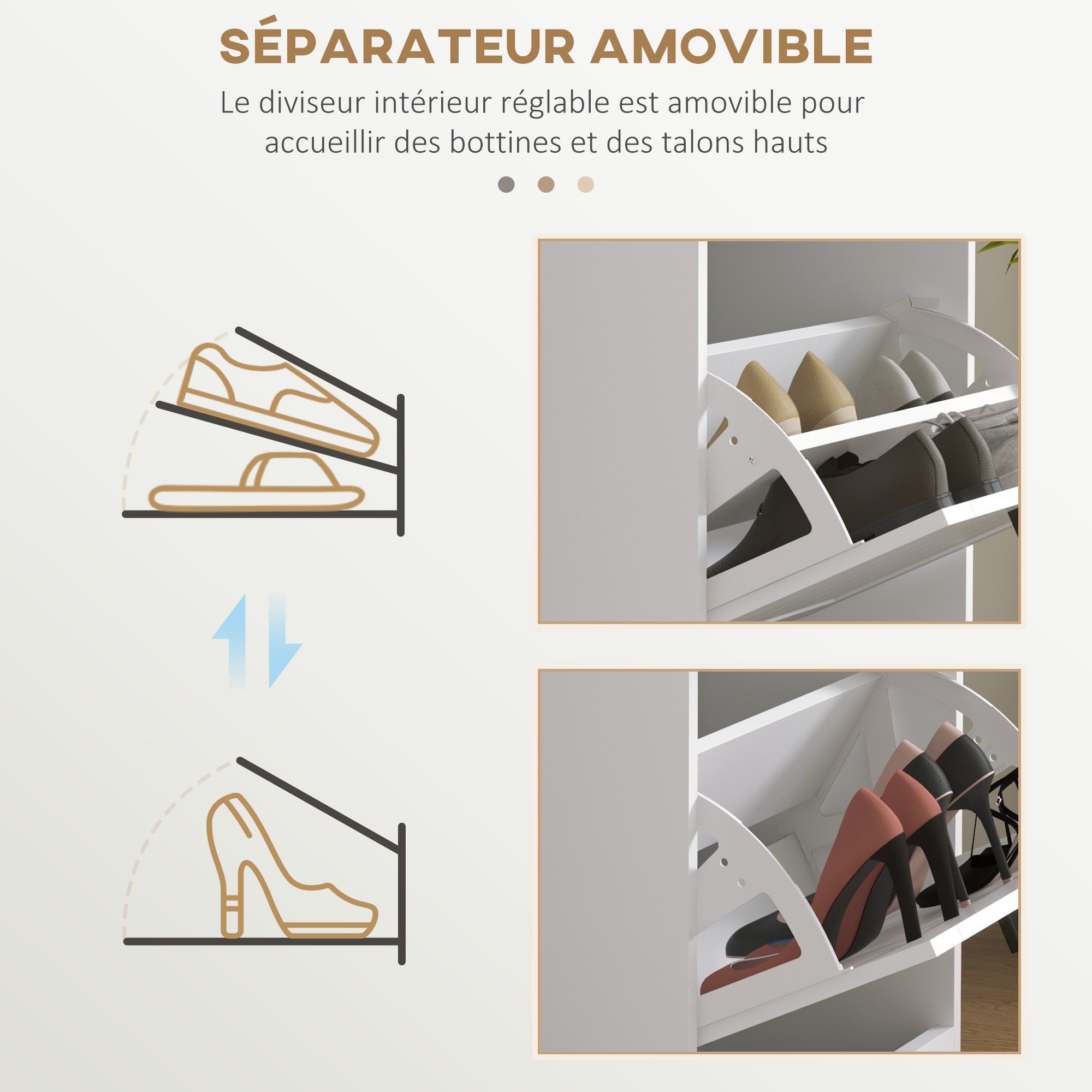 HOMCOM Three-Drawer Minimalistic Shoe Storage Cabinet, for 15 Shoes - North Peak Garden Furniture