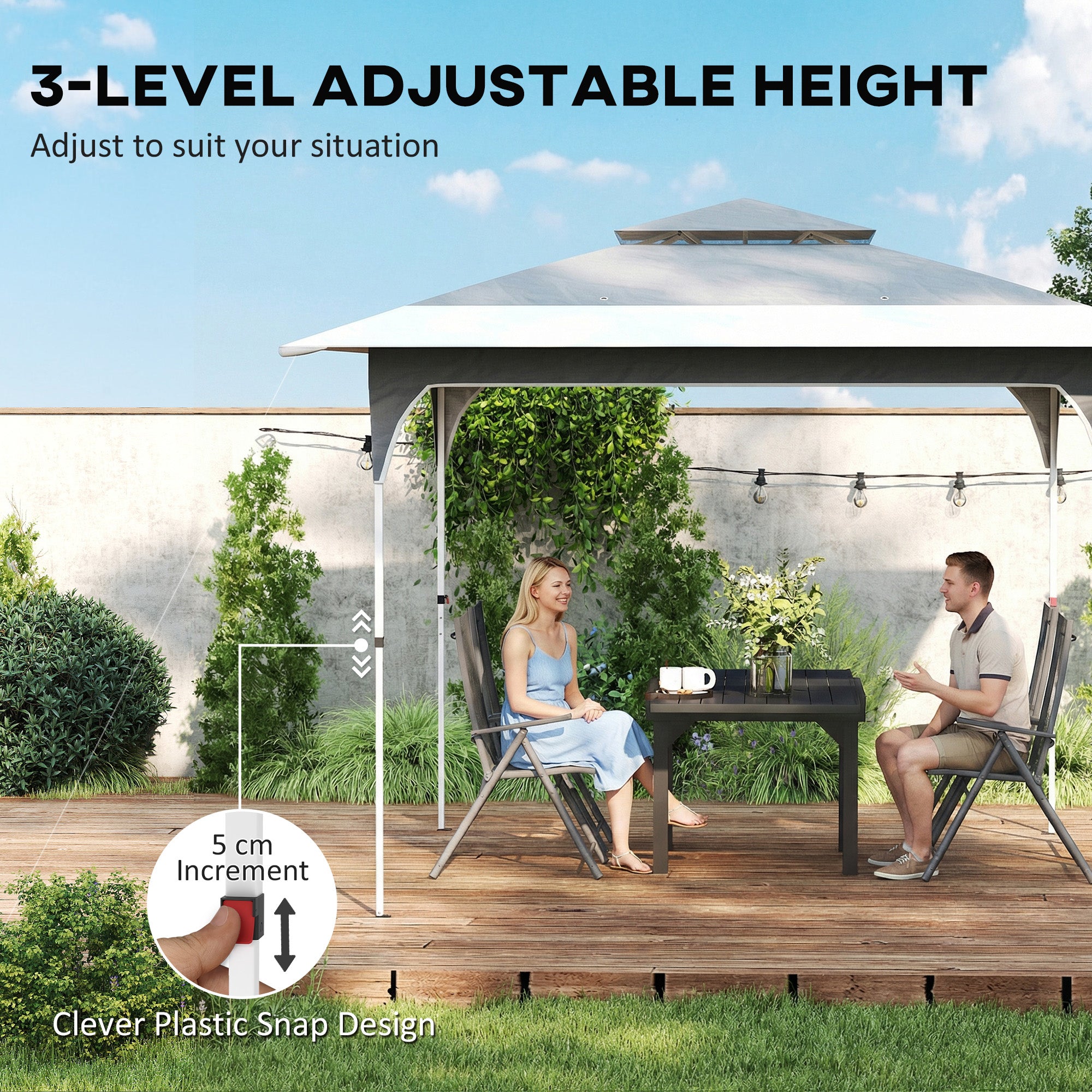 Outsunny 3.5 x 3.5 m Pop Up Gazebo with One-Touch Setup, UPF50+ Double Tier Garden Party Tent Marquee with Carry Bag, Dark Grey