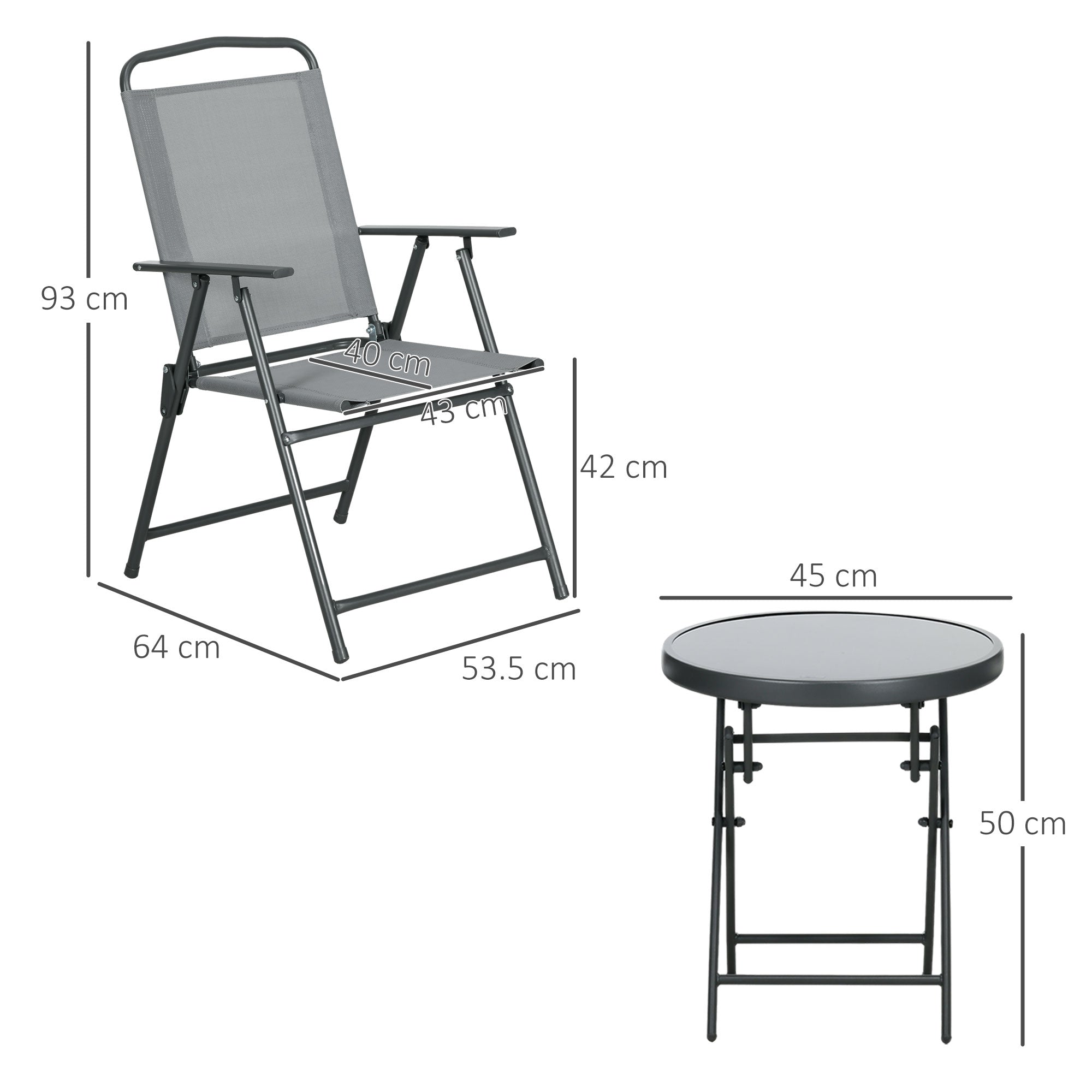 Outsunny Three-Piece Garden Seat Set, with Glass-Top Table - Light Grey - North Peak Garden Furniture