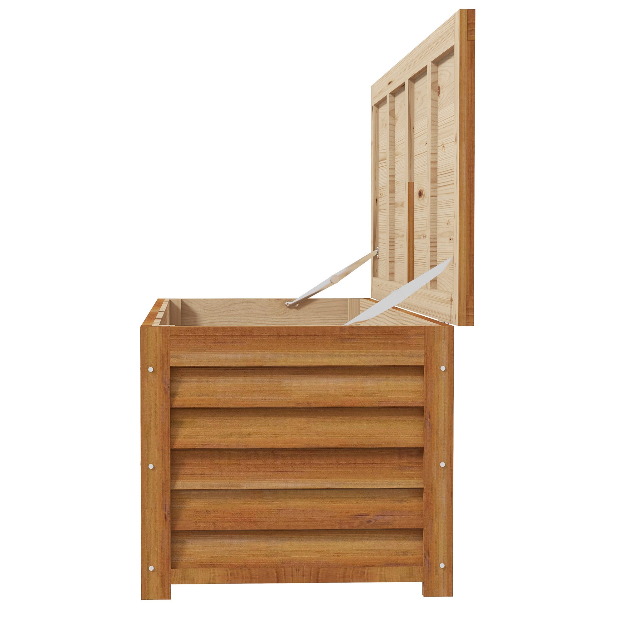 Outsunny 292L Outdoor Storage Box, Wooden Deck Box Garden Storage Container for Balcony, Porch, Poolside, Light Brown - North Peak Garden Furniture