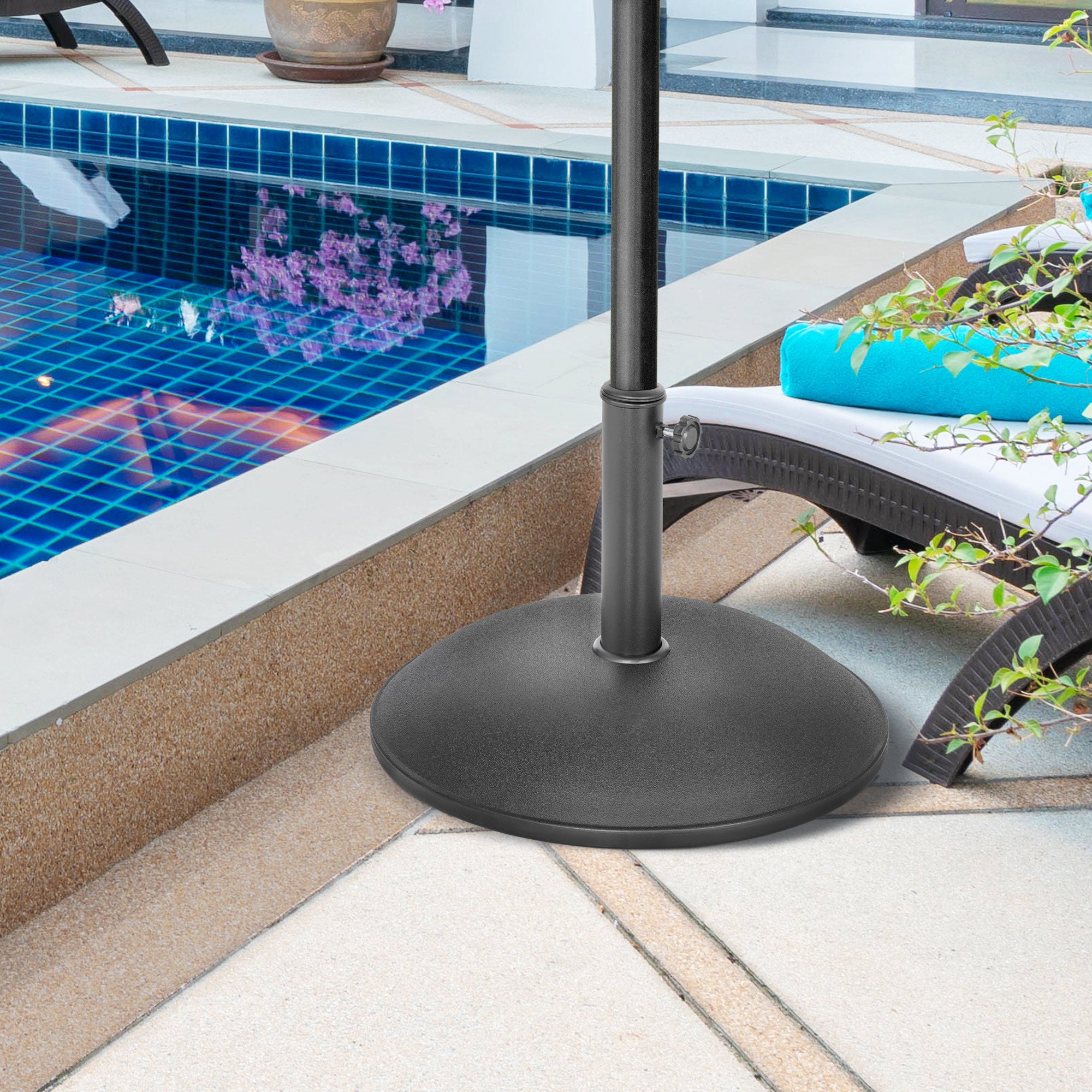 Outsunny Heavy Duty Cement Parasol Umbrella Base 20kg Patio Stand Garden Outdoor Shade Holder Round - North Peak Garden Furniture