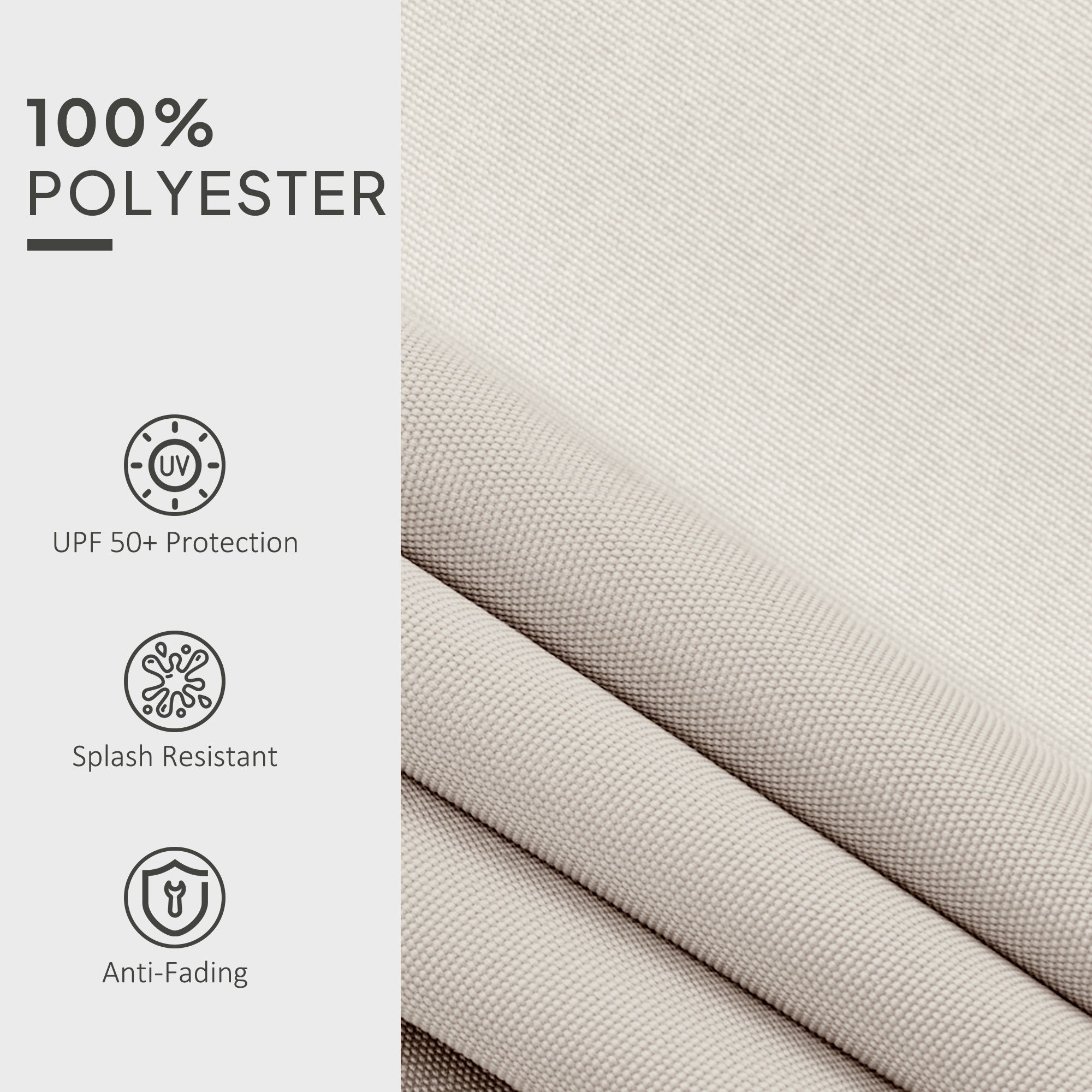Outsunny Awning Replacement Canopy, Water Resistant UPF 50+ Sun Shade Cover for 3 x 2.5 m Garden Awning (Fabric Only), Cream White - North Peak Garden Furniture