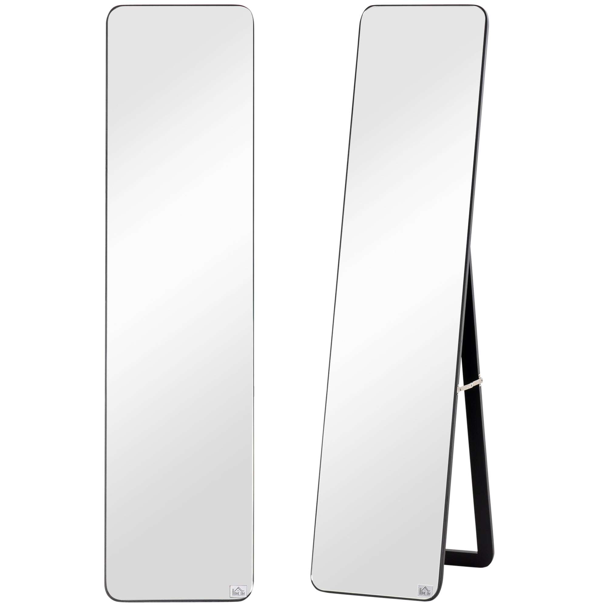 HOMCOM Full Length Mirror, Free Standing or Wall Hanging, Tall Full Body Mirror for Bedroom, Hallway, Black