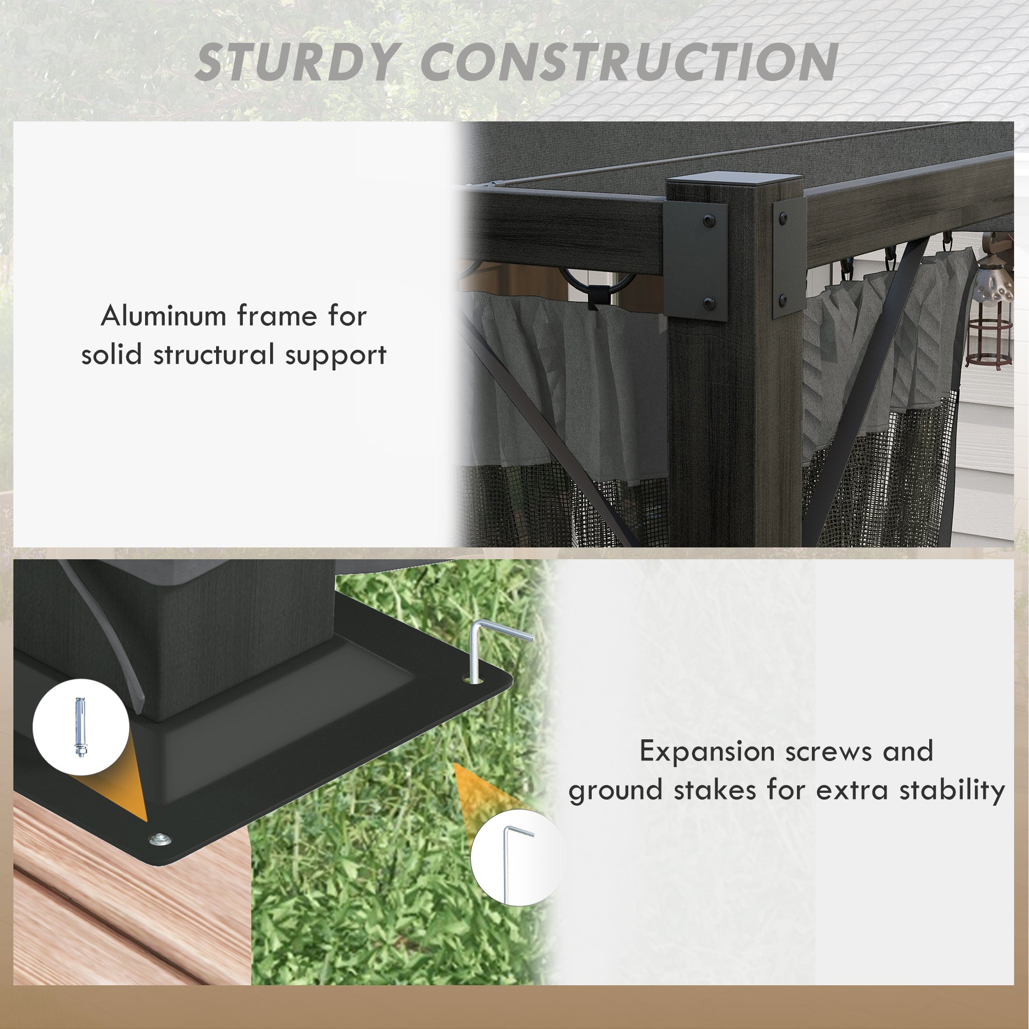 Outsunny 3 x 4m Aluminium Frame Pergola, with Retractable Roof - Dark Grey - North Peak Garden Furniture
