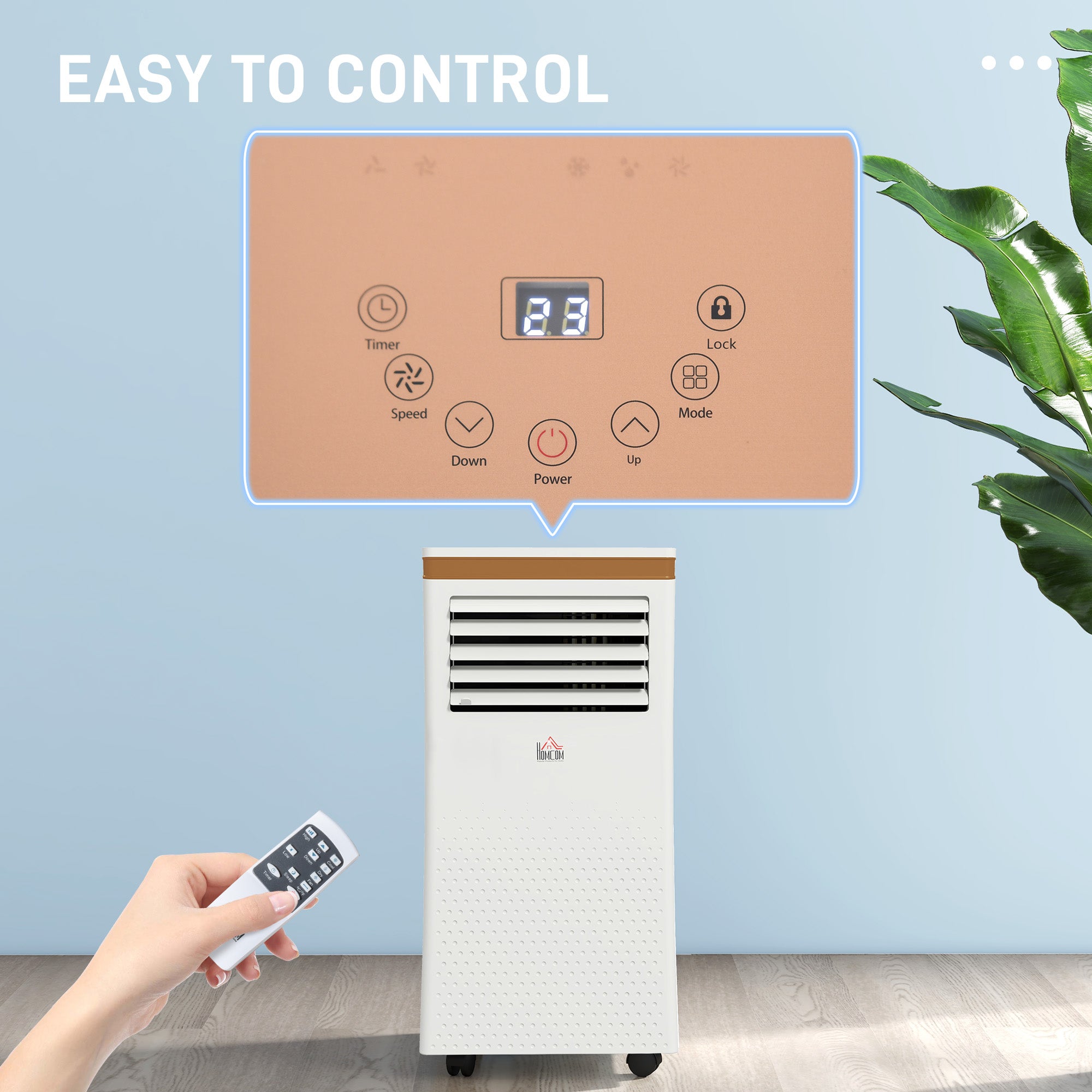 HOMCOM 9000 BTU Air Conditioning Unit, 3-in-1 Portable Air Conditioner, Dehumidifier, Cooling Fan with Remote, LED Display, 2 Speeds, 24H Timer, Window Venting Kit, 28m²