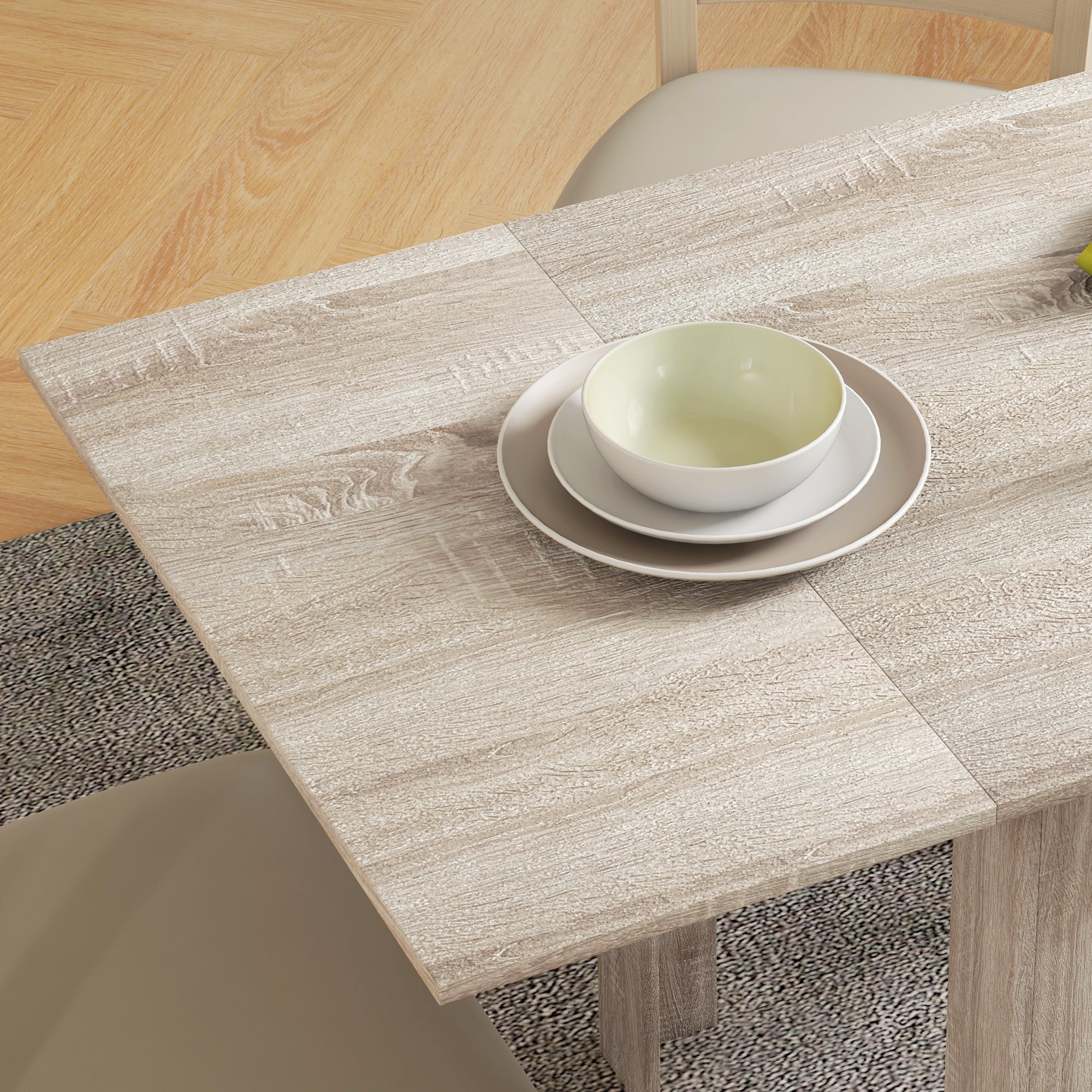 HOMCOM Four-Seater Drop Leaf Dining Table - Wood Effect - North Peak Garden Furniture
