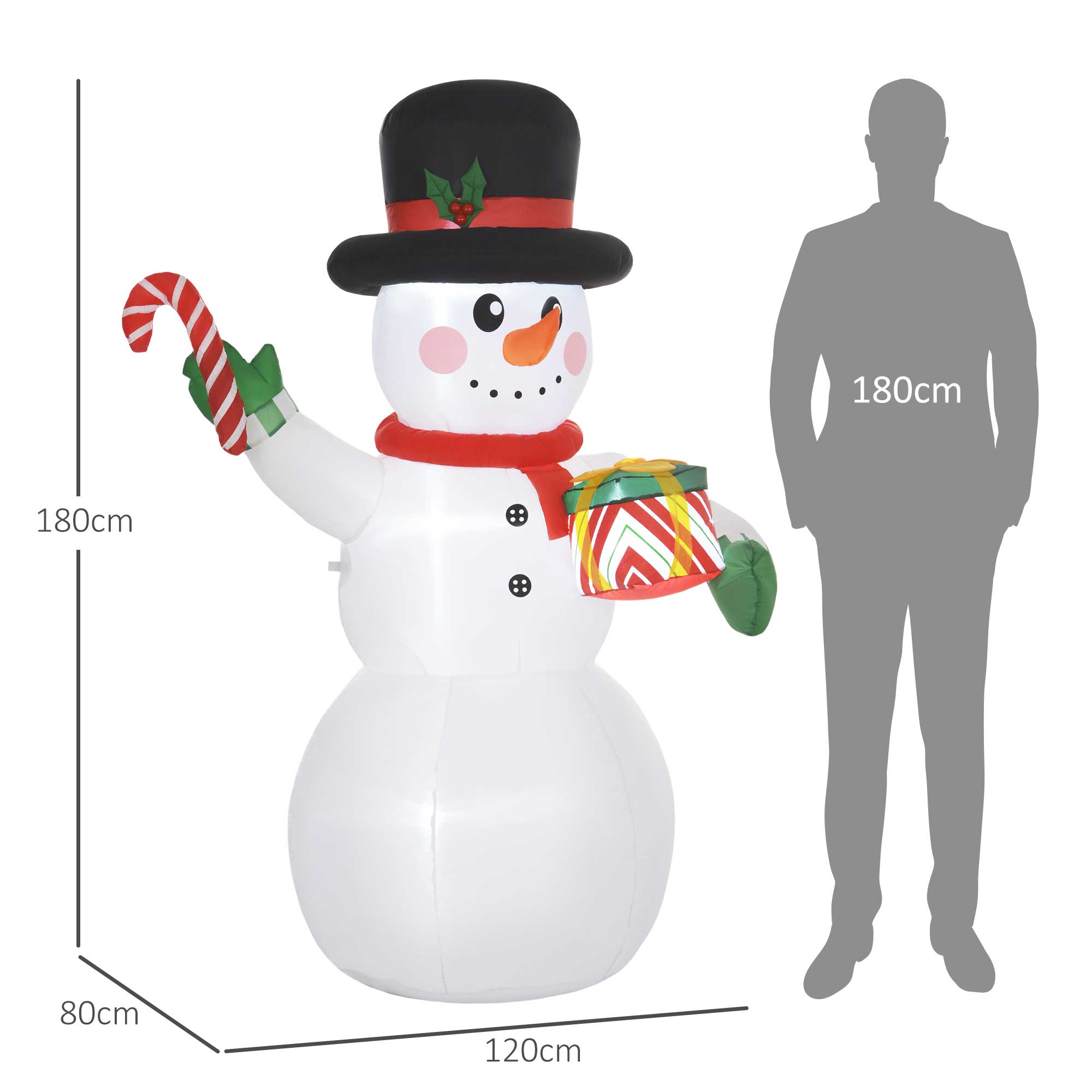 Outsunny 6ft Inflatable Christmas Snowman, with Accessories - North Peak Garden Furniture