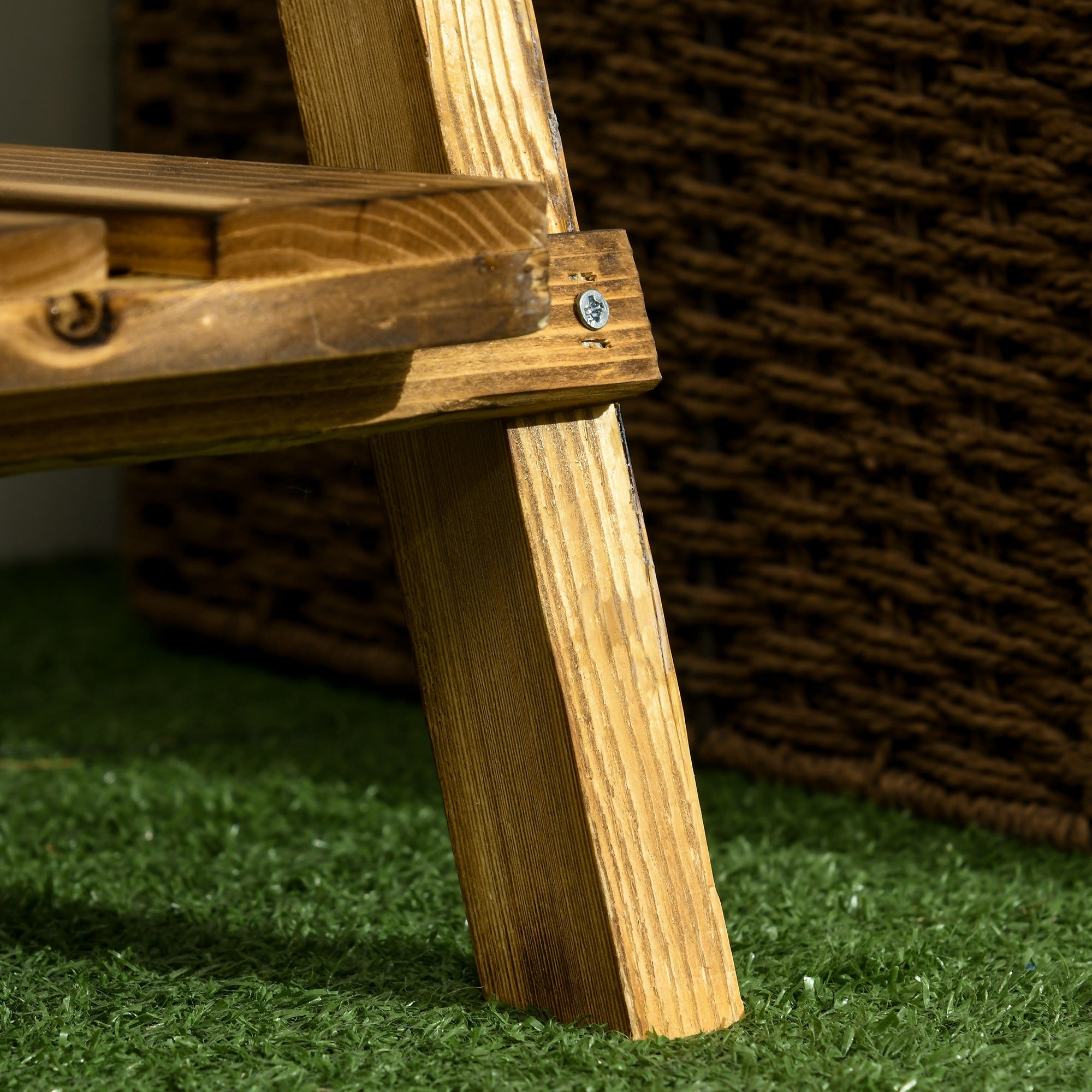 Outsunny Wooden Folding Flower Pot Stand 3 Tier Garden Planter Display Ladder Gardener Storage Shelves Rack Herb Holder (60L x 37W x 93H cm) - North Peak Garden Furniture