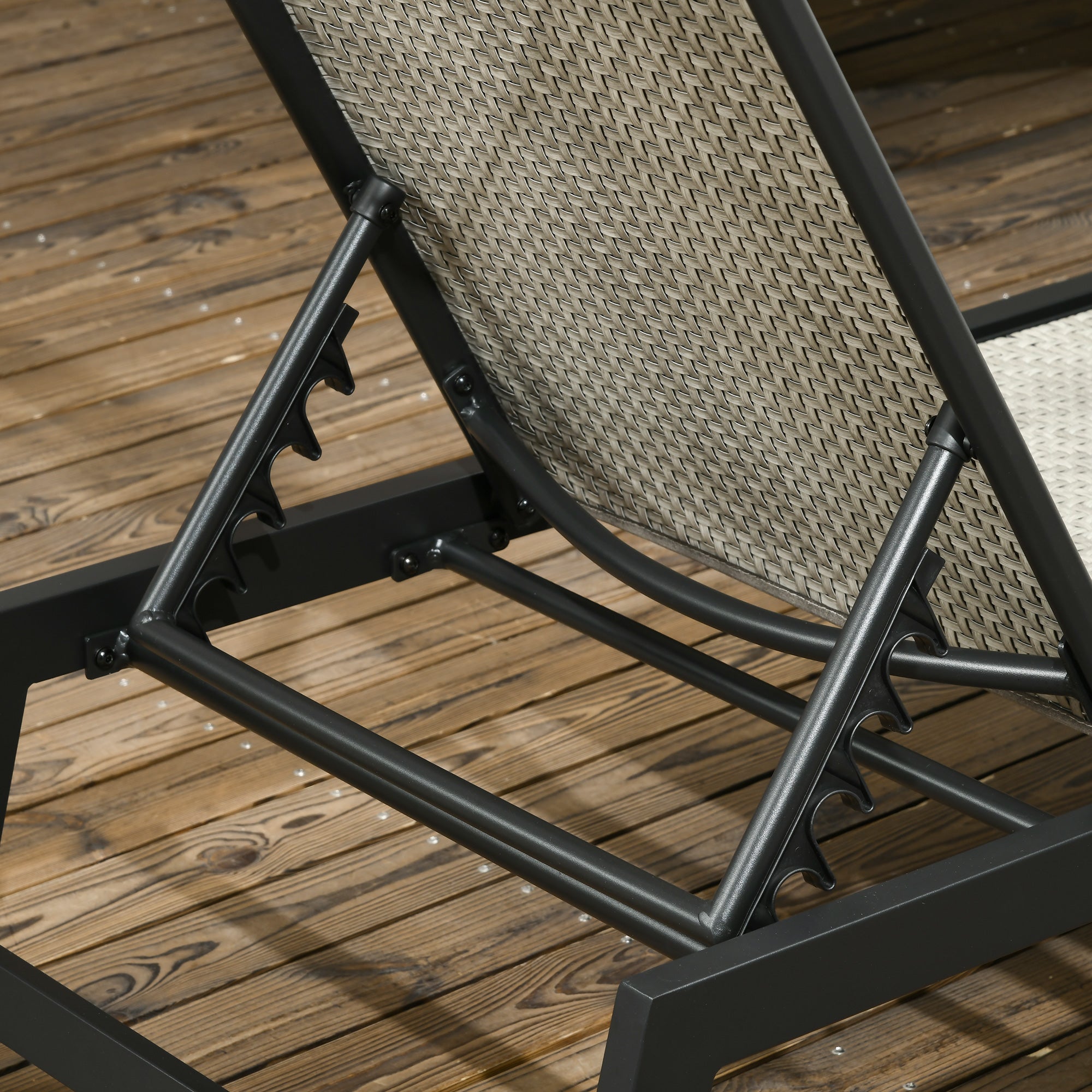 Outsunny Rattan Sun Lounger, with Five-Position Back - Grey/Black