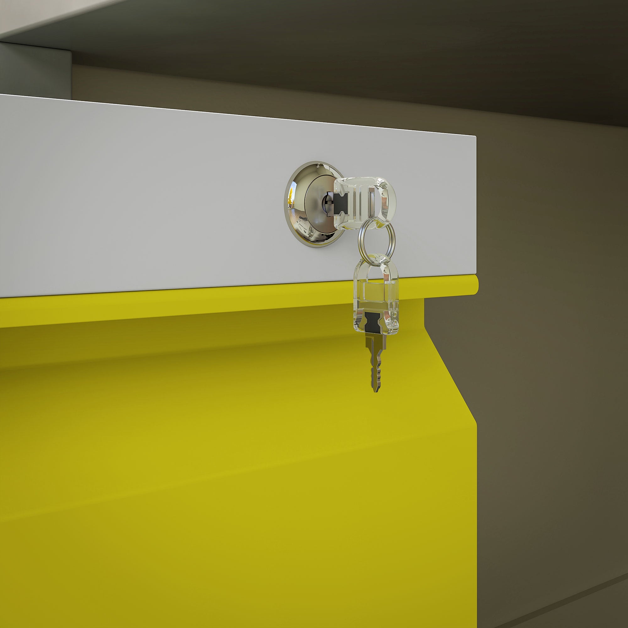 Vinsetto 3 Drawer Filling Cabinet, Mobile Metal File Cabinet with Anti-tilt Design for Letter, A4, Legal Size, Yellow - North Peak Garden Furniture
