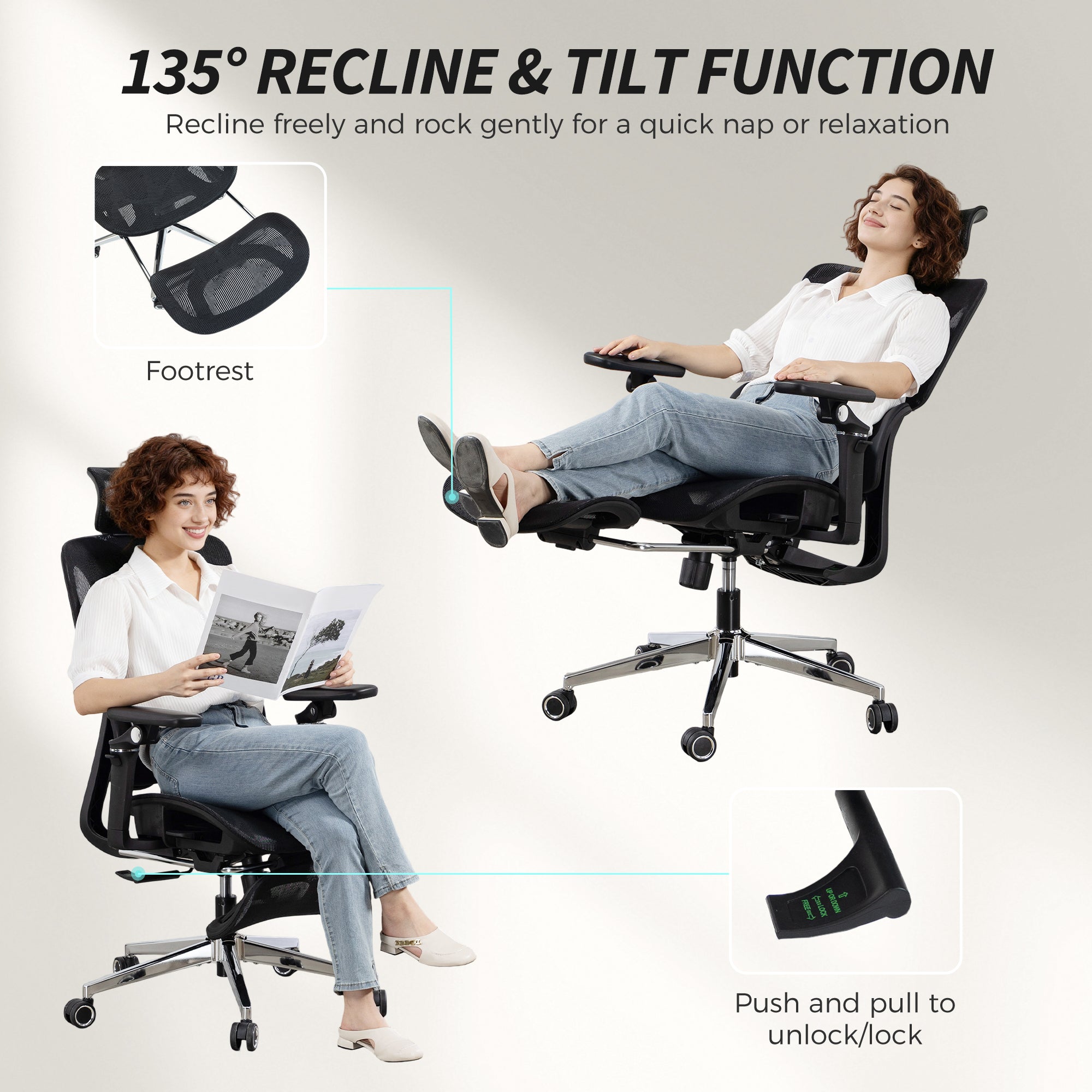 HOMCOM Ergonomic Office Chair, High Back Mesh Desk Chair, Black