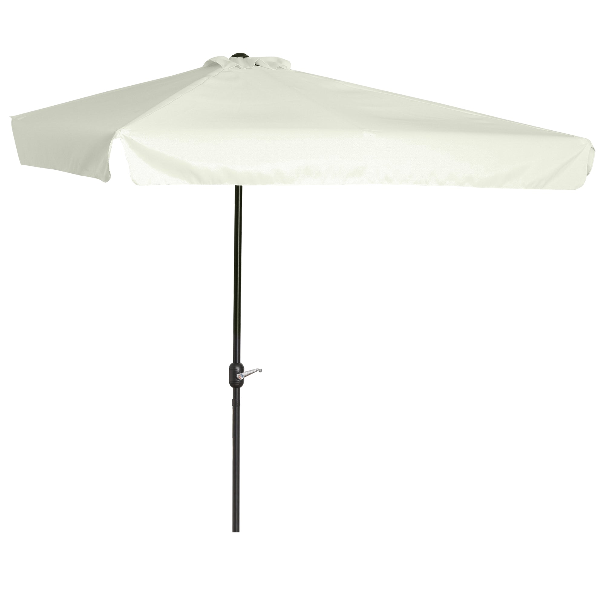 Outsunny 2.3m Half Parasol Semi Round Umbrella Patio Metal Frame Crank Handle for Balcony-- NO BASE INCLUDED, Off-White - North Peak Garden Furniture