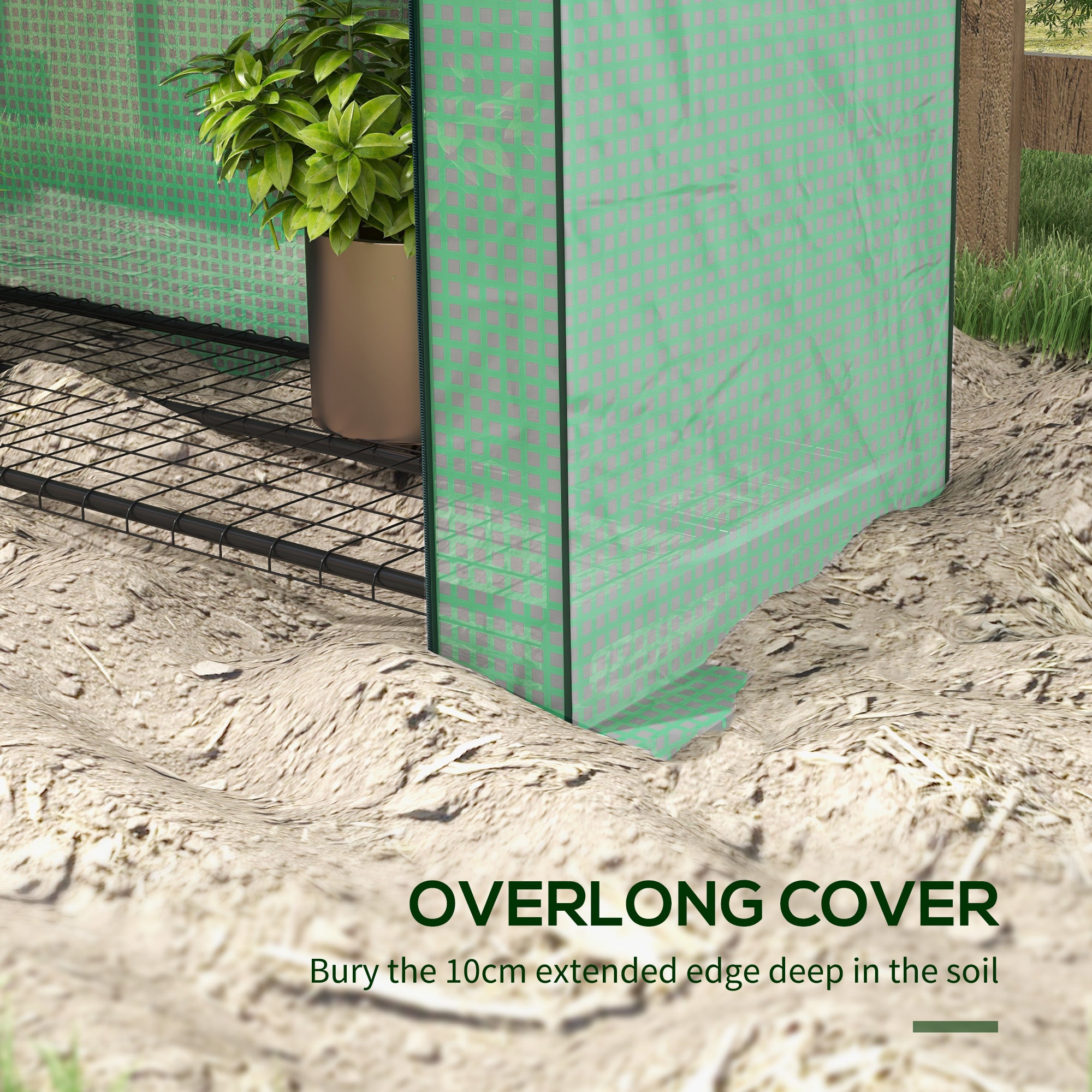 Outsunny 4 Tier Mini Greenhouse with Reinforced PE Cover, Portable Indoor Outdoor Green House with Roll-up Door and Wire Shelves, 170H x 120W x 50Dcm, Green - North Peak Garden Furniture