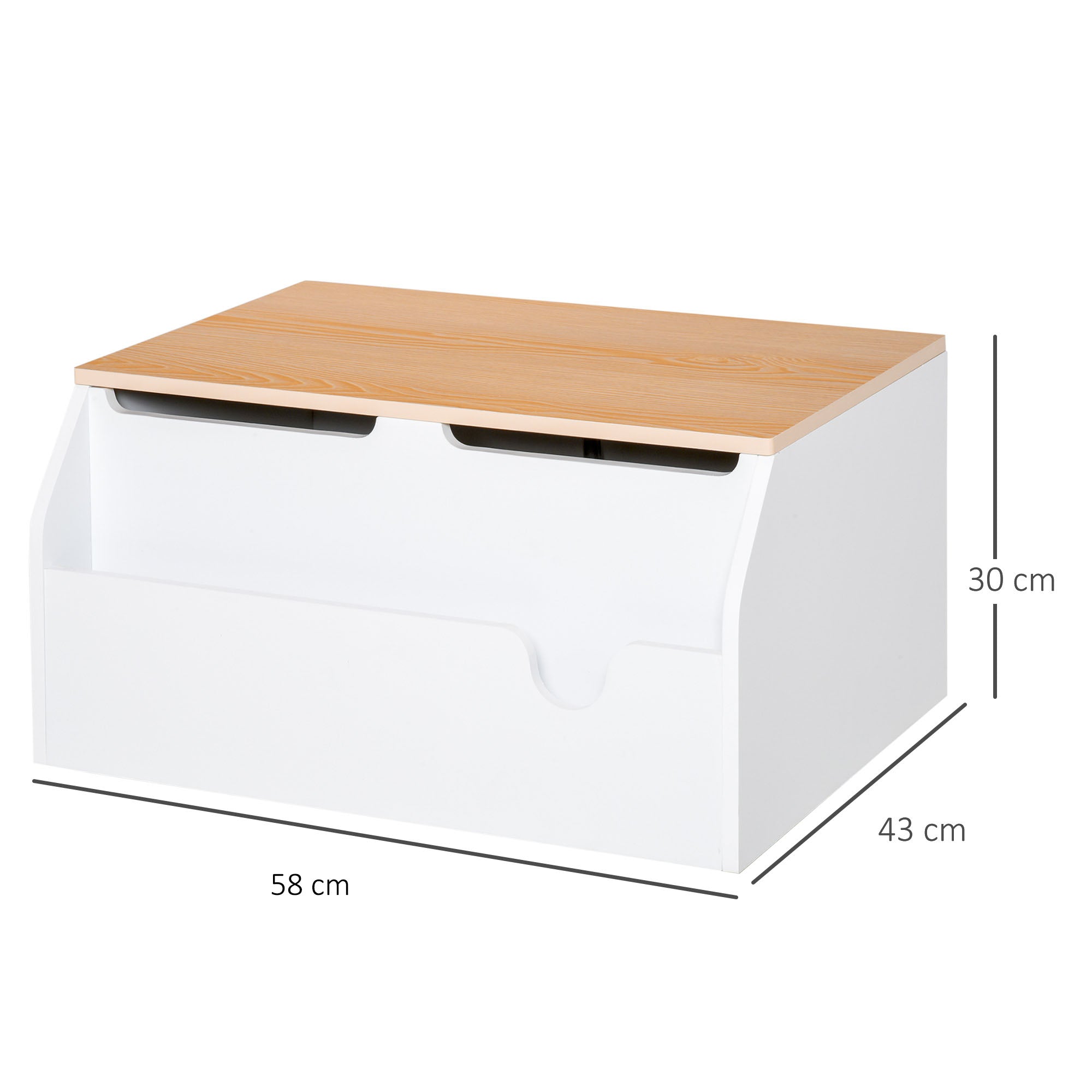 HOMCOM Wooden Kids Toy Box Children Storage Chest Organiser Book Slot Safety Hinge Playroom Furniture White