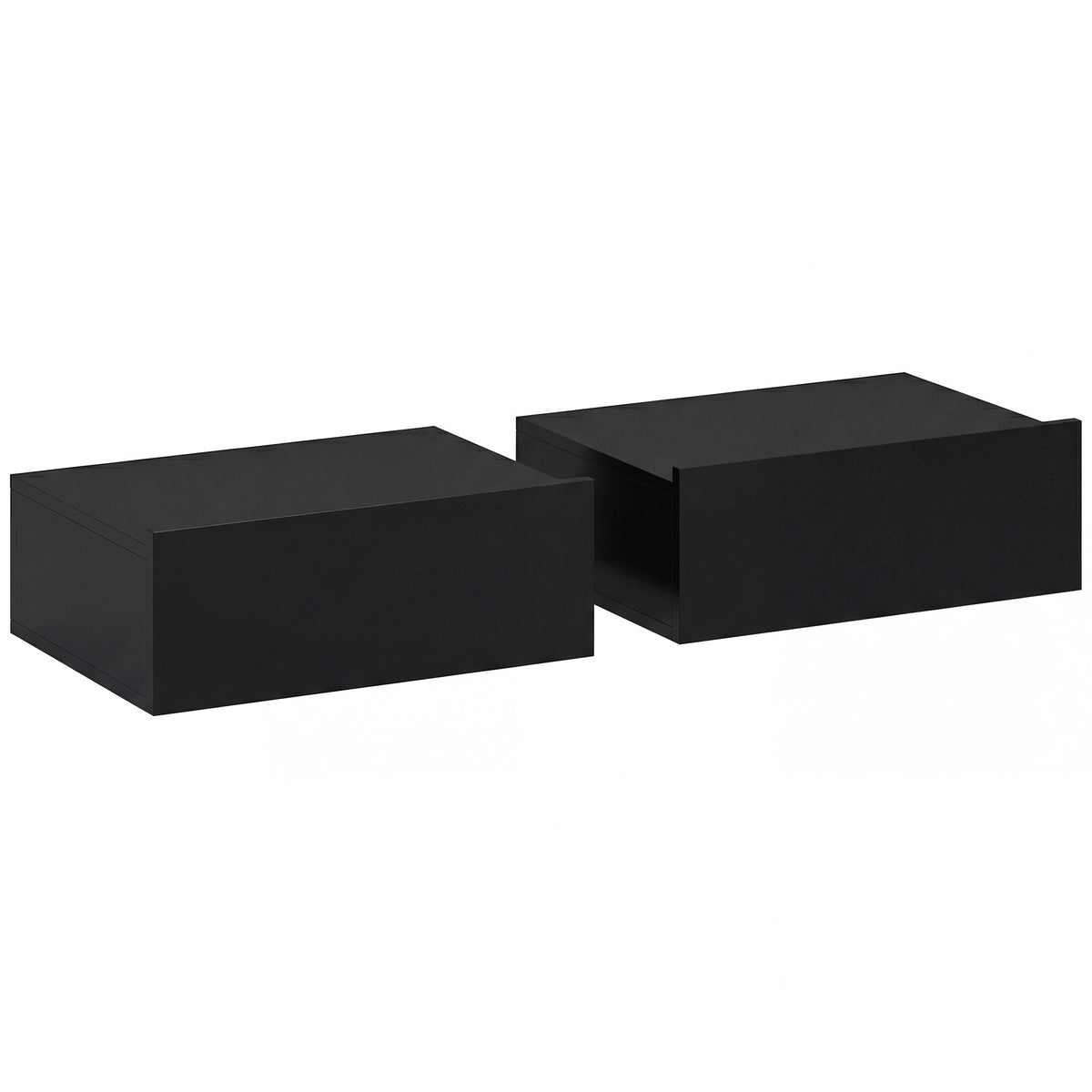 HOMCOM Floating Bedside Table Set of 2, Wall-Mounted Nightstand with Storage Drawer, Small Side End Table for Bedroom, Black