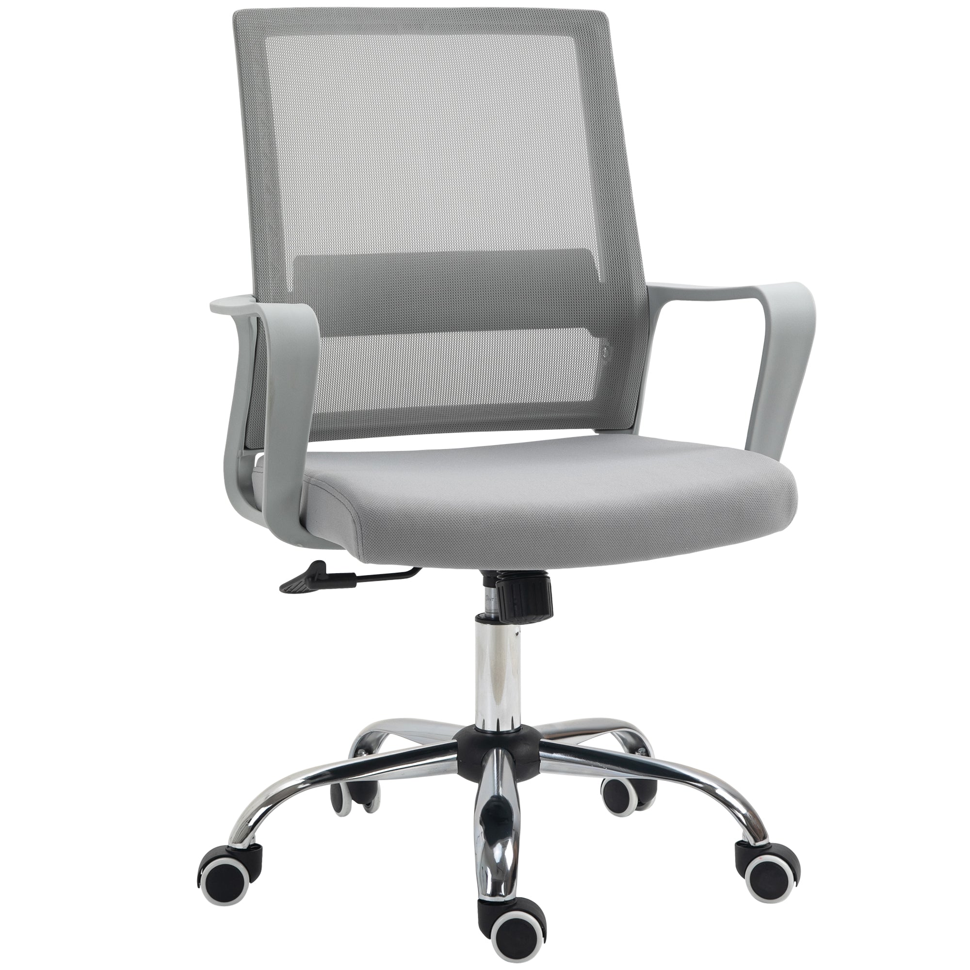 Vinsetto Ergonomic Desk Chair Mesh Office Chair with Adjustable Height Armrest and 360° Swivel Castor Wheels Grey - North Peak Garden Furniture