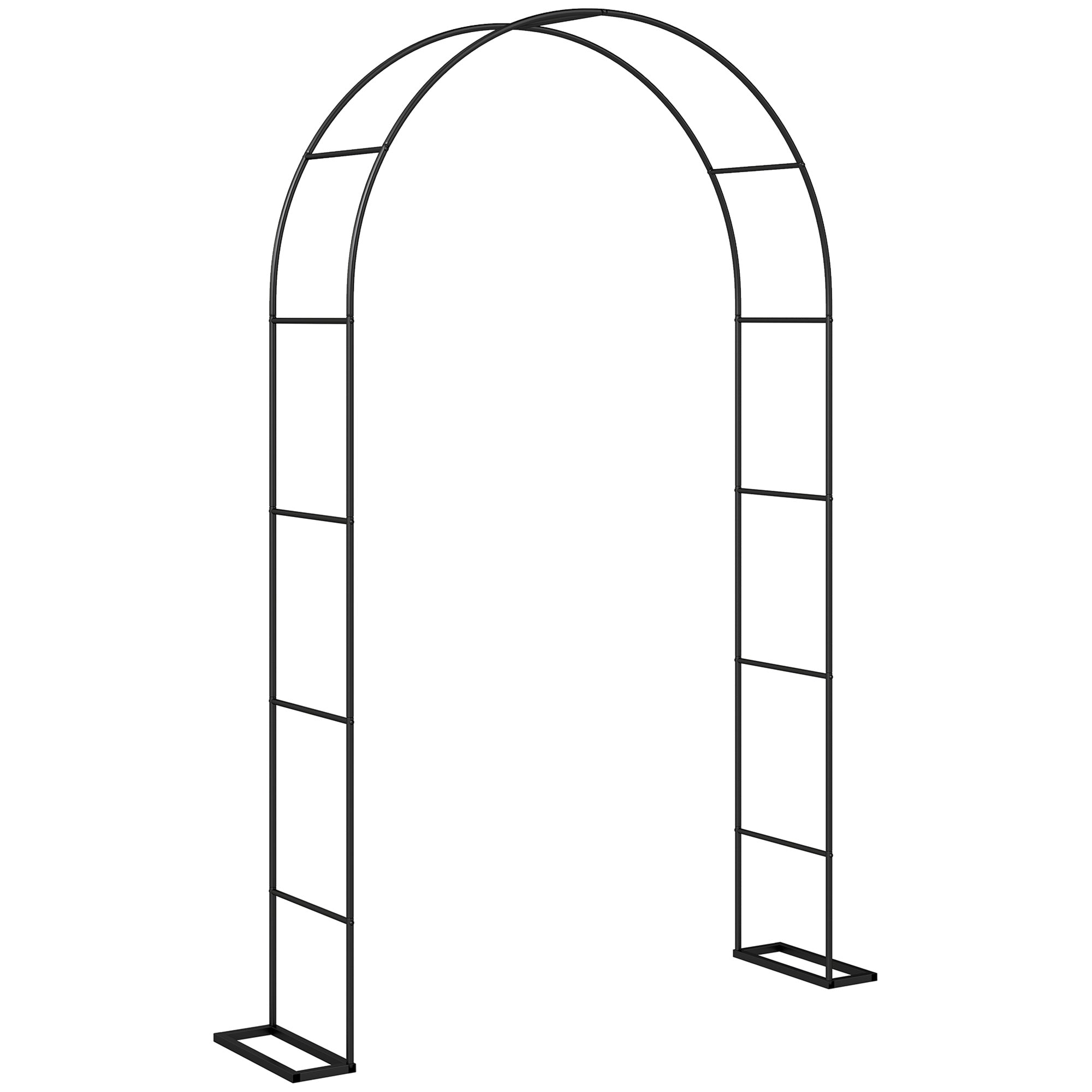 Outsunny Garden Arch, 2.4 m High x 1.5 m Wide Metal Garden Trellis for Climbing Plants, Outdoor Wedding Arch for Bridal, Black