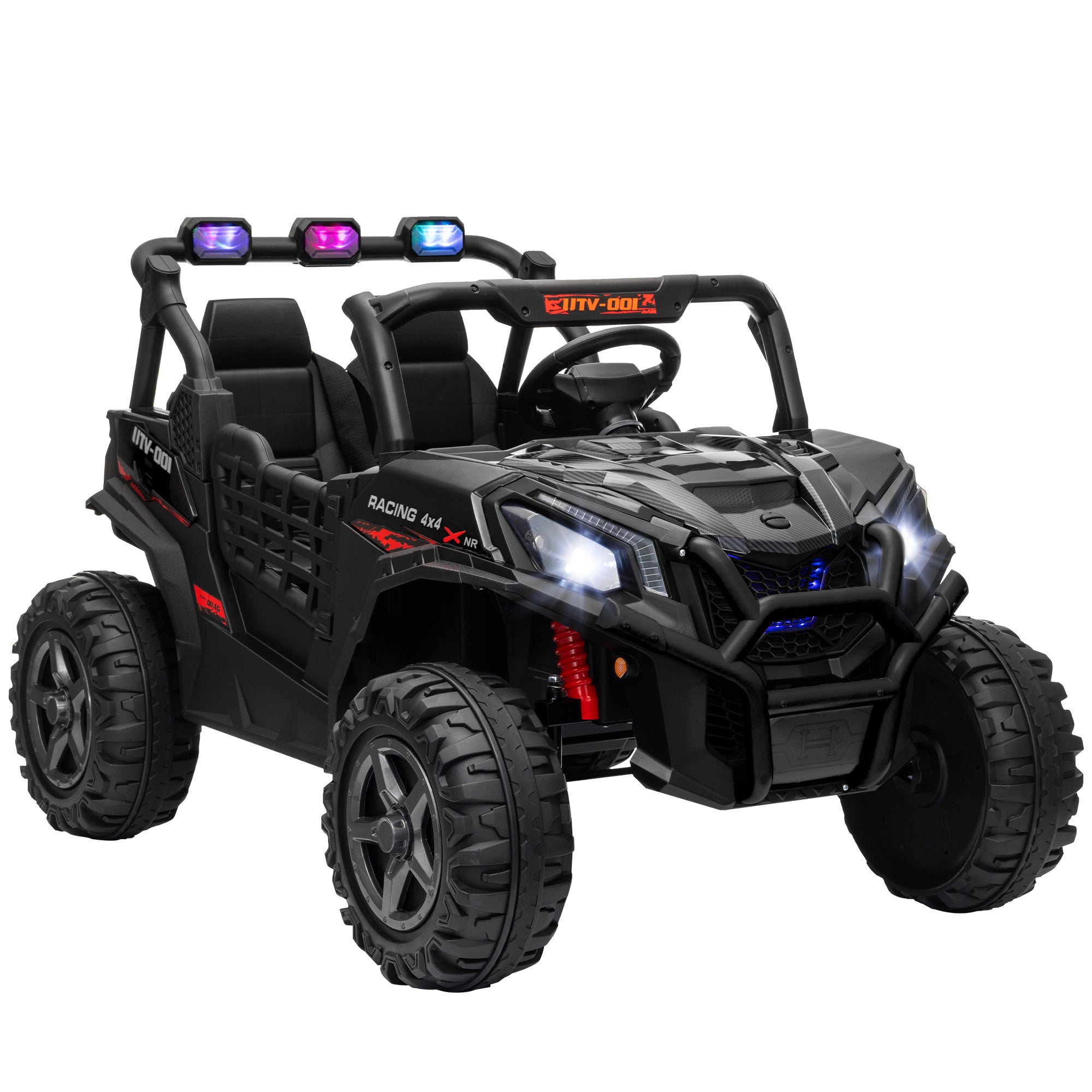 AIYAPLAY 24V 2 Seater Kids Electric Car with Remote Control, Suspension System, Slow Start, 3 Speeds, for 3-8 Years, Black - North Peak Garden Furniture