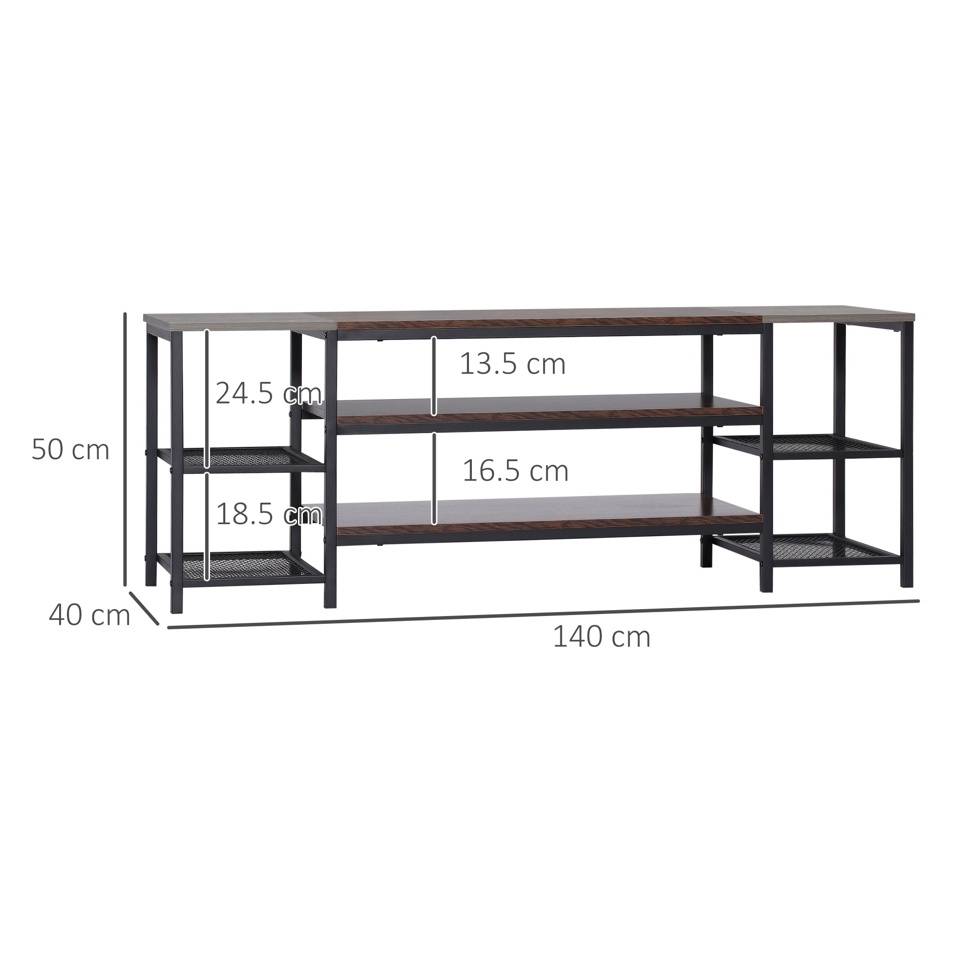 HOMCOM TV Unit Cabinet for TVs up to 60 Inches, Industrial TV Stand with Storage Shelves for Living Room, Brown and Grey - North Peak Garden Furniture