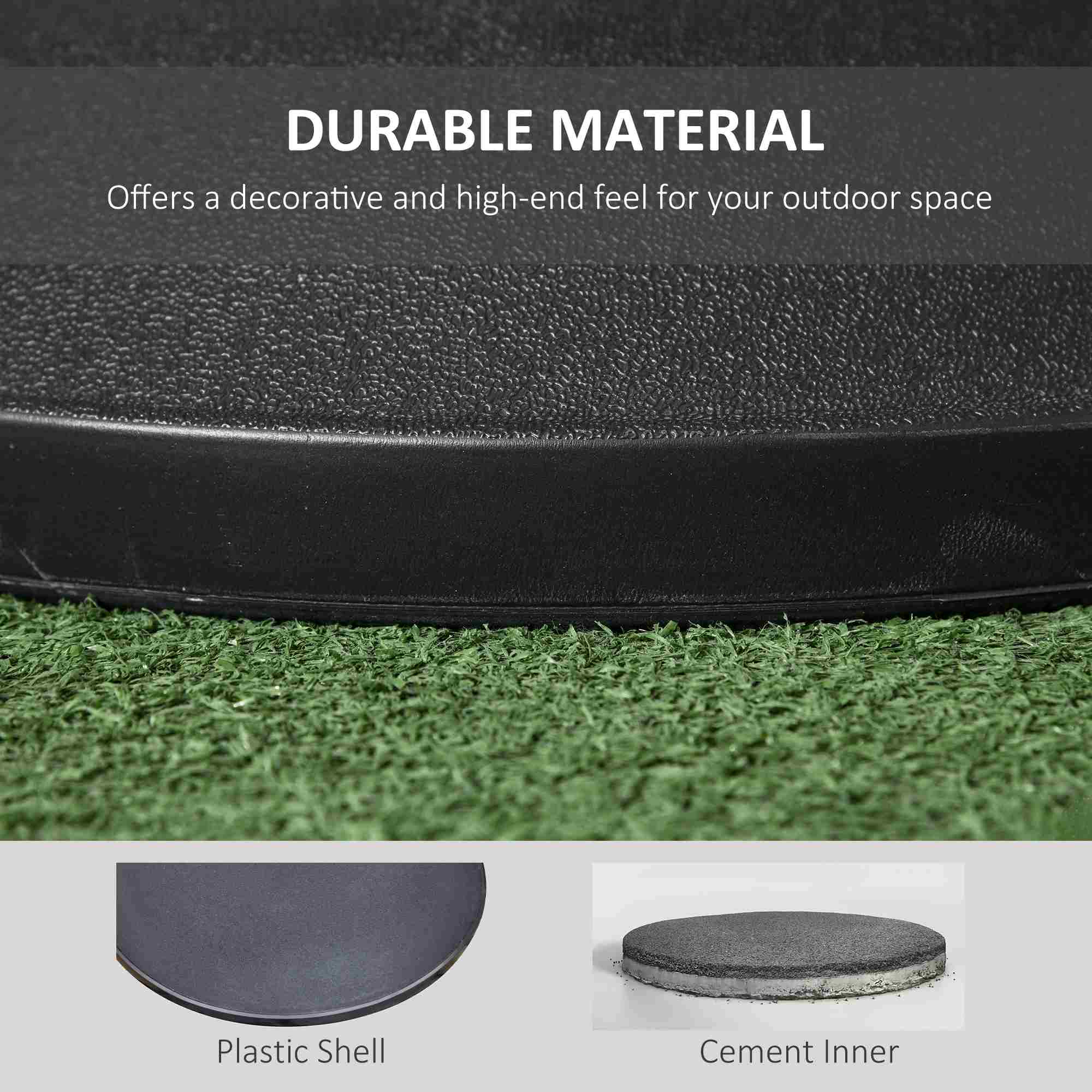 Outsunny 25kgs Round Parasol Base Concrete Umbrella Weight Stand Patio Outdoor Black Dia 49cm - North Peak Garden Furniture