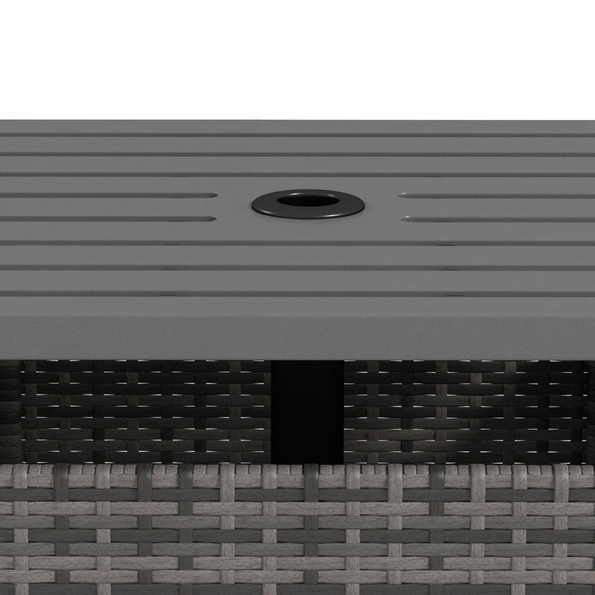 Outsunny Outdoor Rattan Wicker Coffee Table w/ Umbrella Hole Suitable for Garden Garden