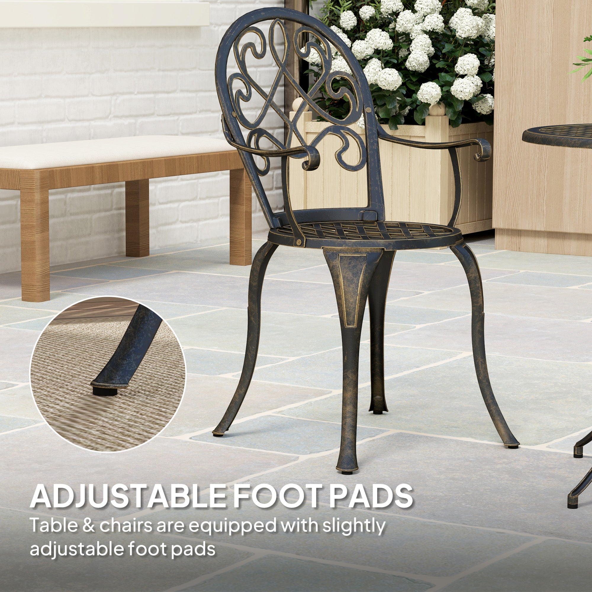 Outsunny Three-Piece Elegant Aluminium Garden Set - Bronze Tone - North Peak Garden Furniture