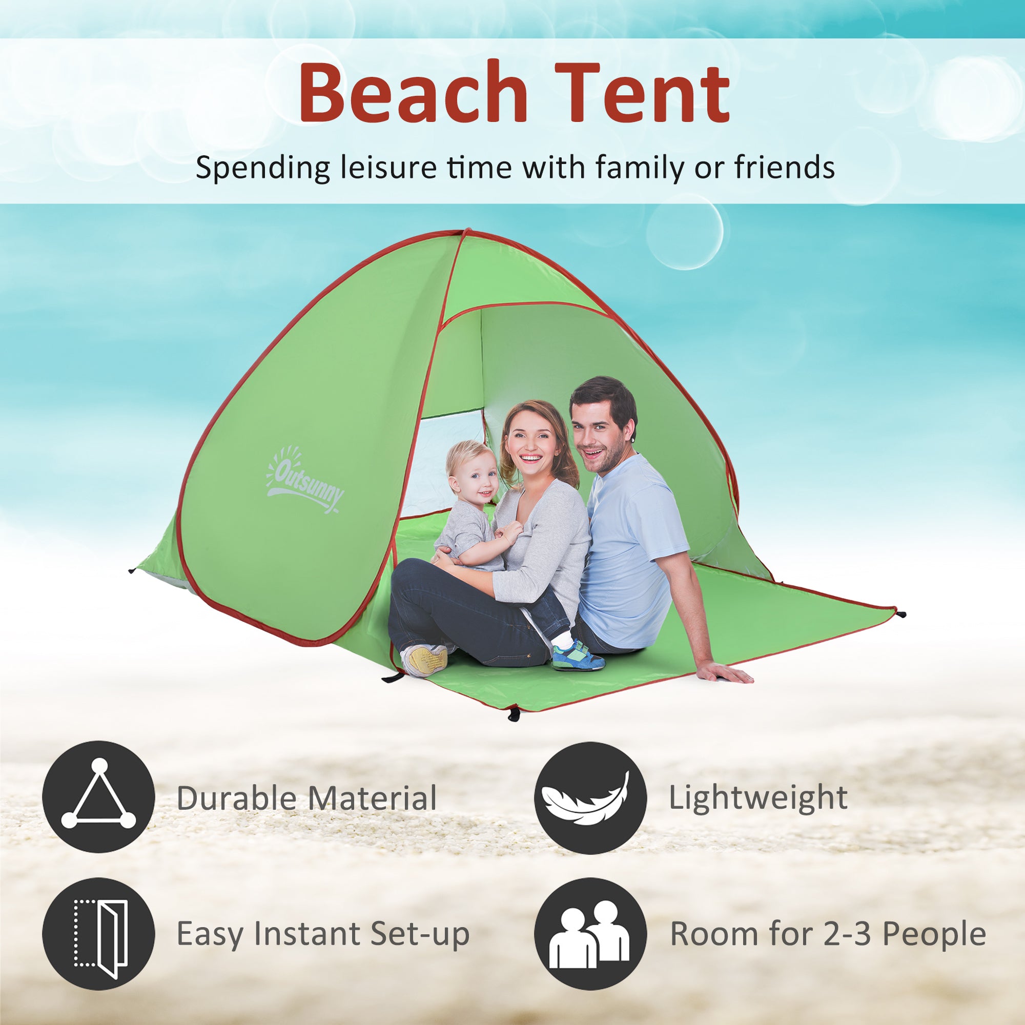 Outsunny Pop Up Tent Beach Fishing Camping UV Protection Patio Sun Shade Shelter - North Peak Garden Furniture