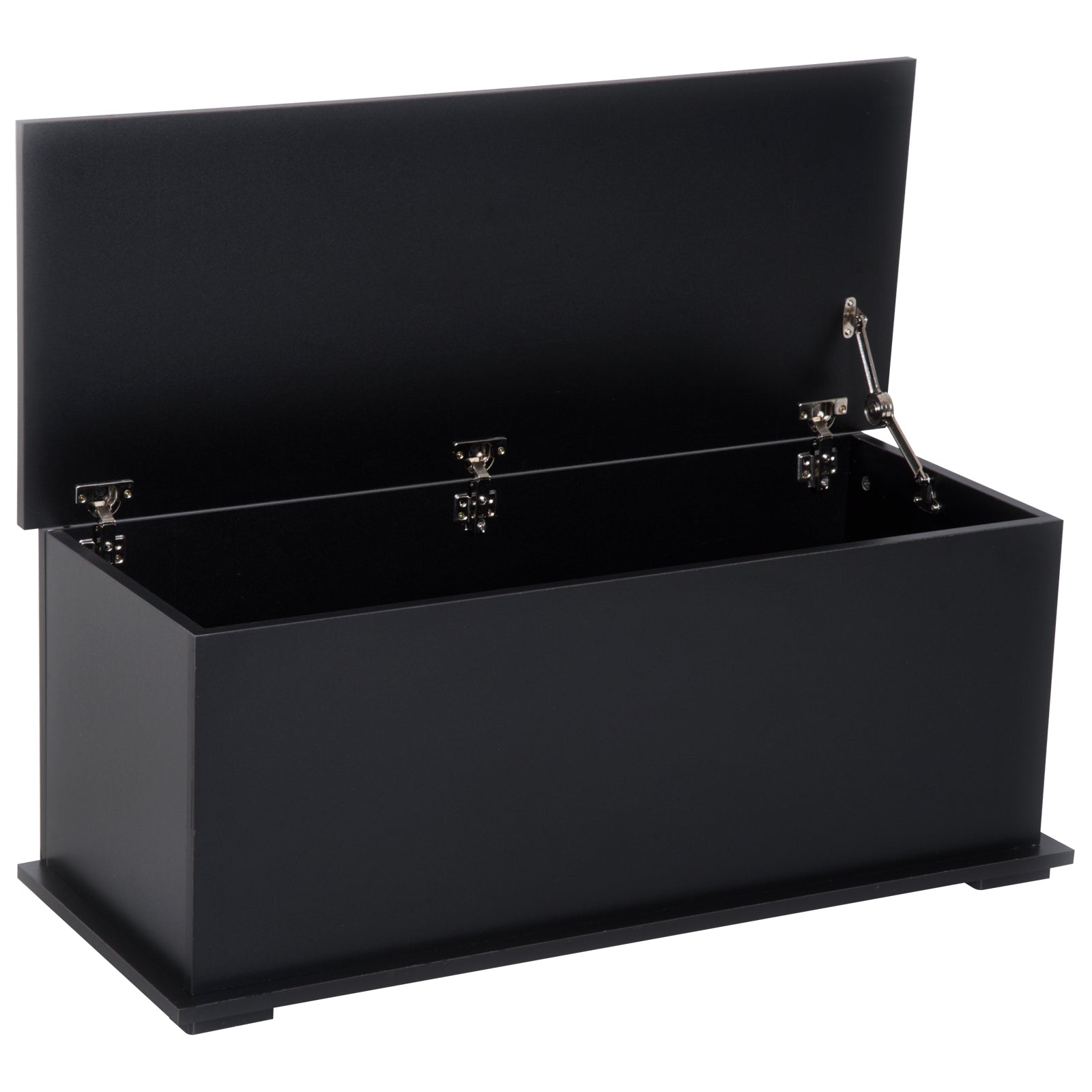 HOMCOM Wooden Chipboard Storage Box Chest with Lid Home Office Organiser 100 x 40 x 40 cm - Black - North Peak Garden Furniture