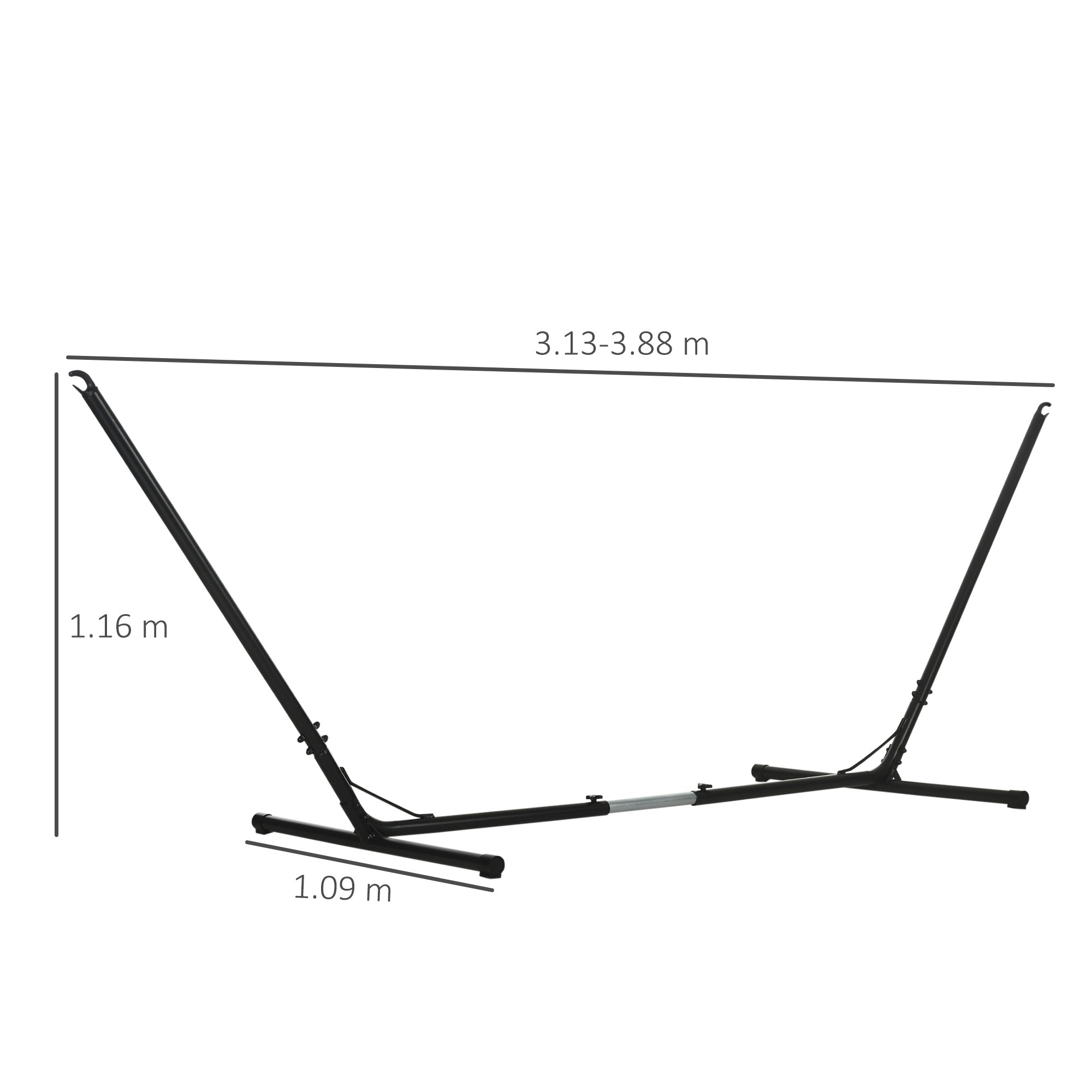 Outsunny 3.1–3.8m Adjustable Universal Hammock Stand Metal Frame Garden Camping Picnic Outdoor Patio Replacement – Stand Only - North Peak Garden Furniture