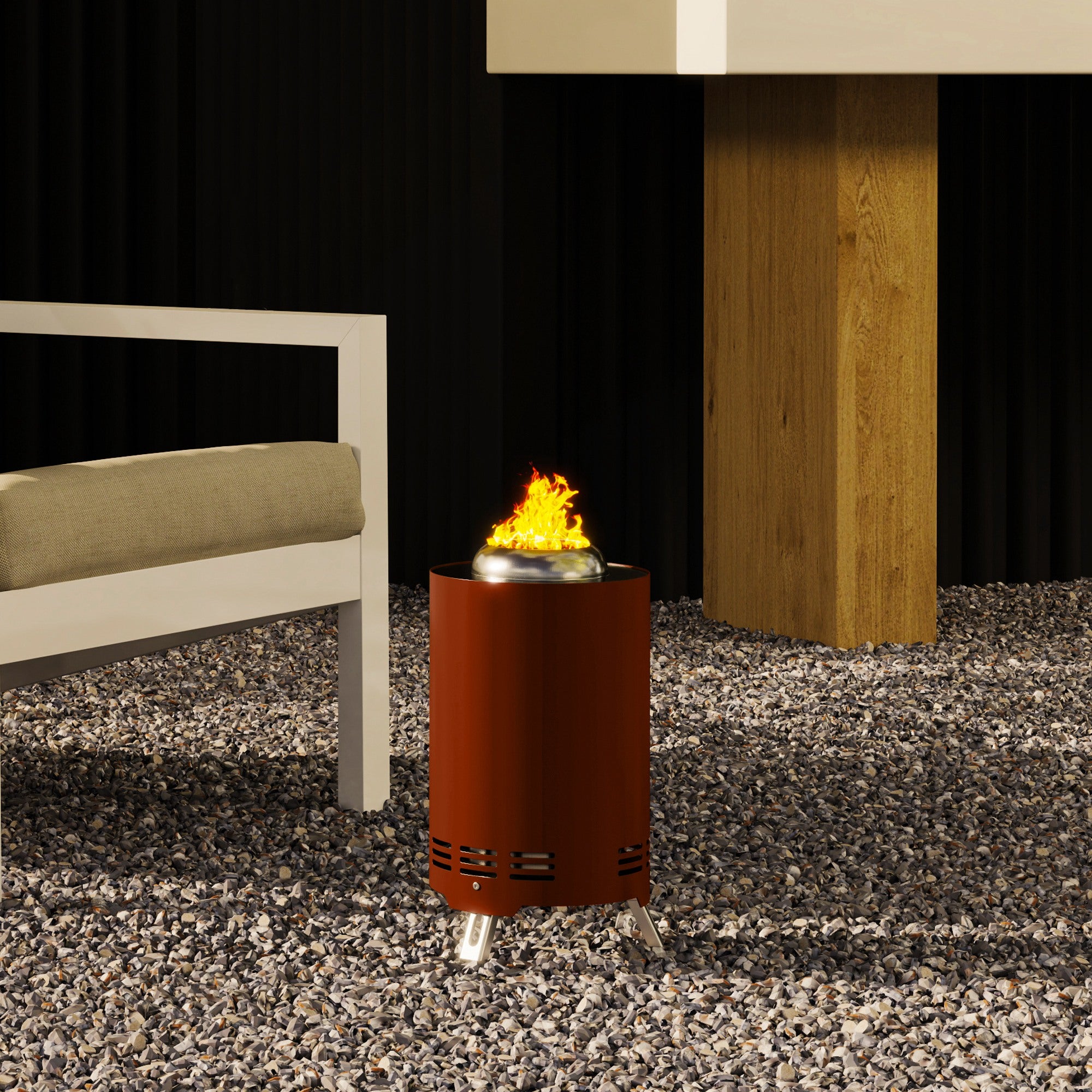 Outsunny Smokeless Fire Pit, 16 x 16 cm Stainless Steel Portable Wood Burning Firepit with Poker, Wood or Pellet Fuelled Tabletop Fire Pit for Garden Camping Bonfire Party, Red - North Peak Garden Furniture