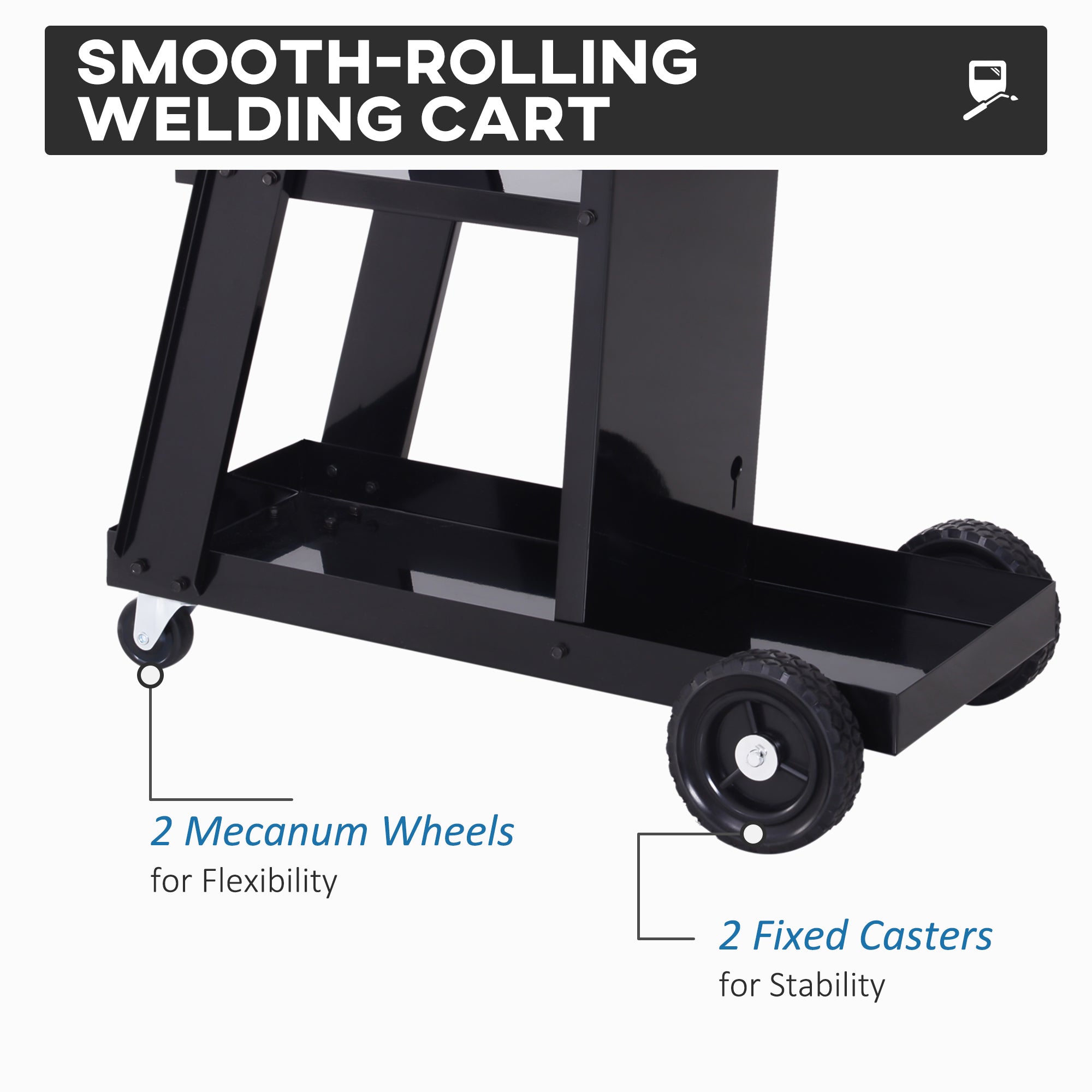 DURHAND Welding Cart Welder Trolley Garage for Gas Bottles w/ Safety Chain, Wheels, Black - North Peak Garden Furniture