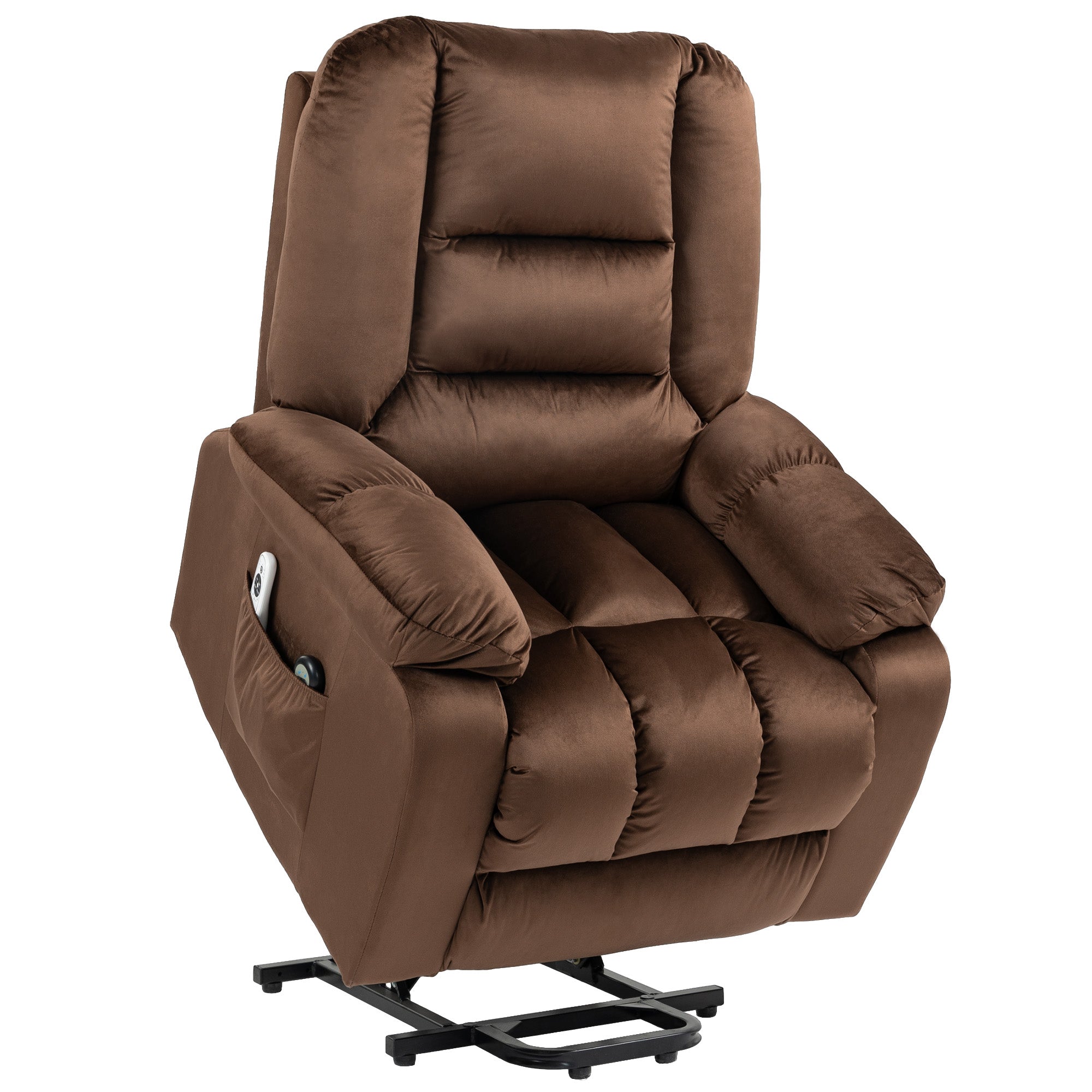 HOMCOM Leathaire Eight Massage Point Armchair, with Heat and Reclining Back - Brown - North Peak Garden Furniture