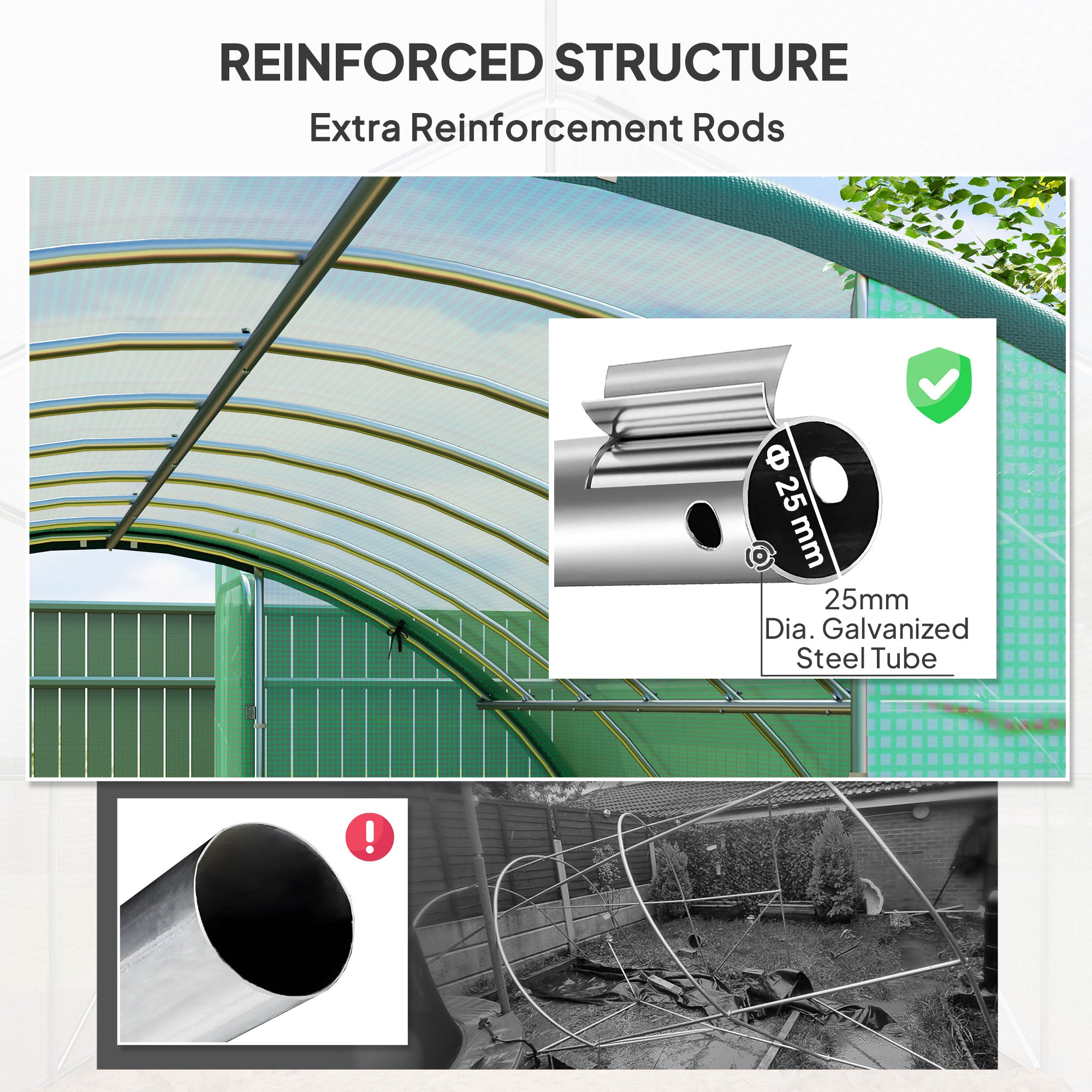 Outsunny 4 x 3(m) Polytunnel Greenhouse, with Windows and Doors - Green - North Peak Garden Furniture