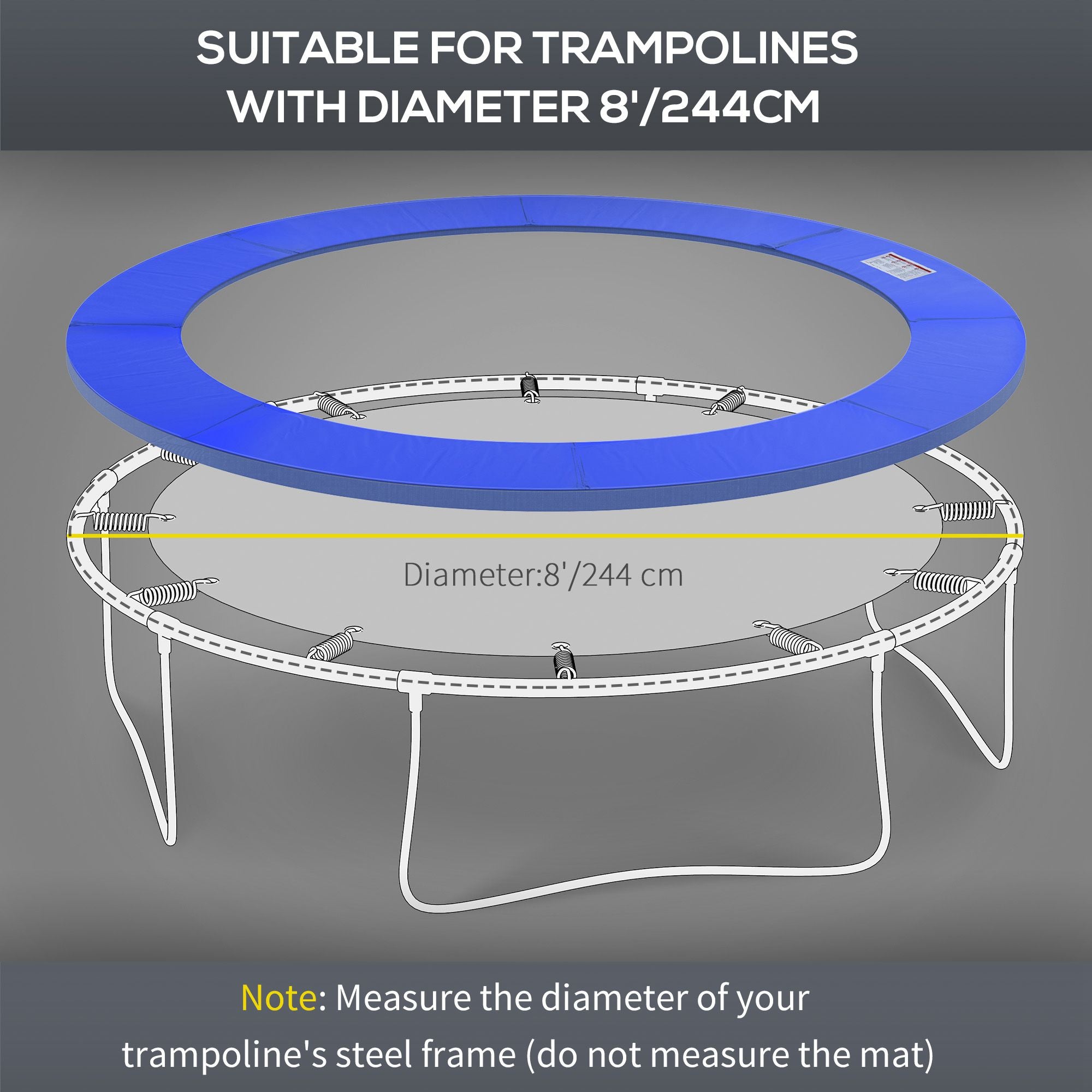 HOMCOM Φ244cm Trampoline Pad Pads Replacement Trampoline Accessories Safety Surround Pads Padding - 8ft Blue