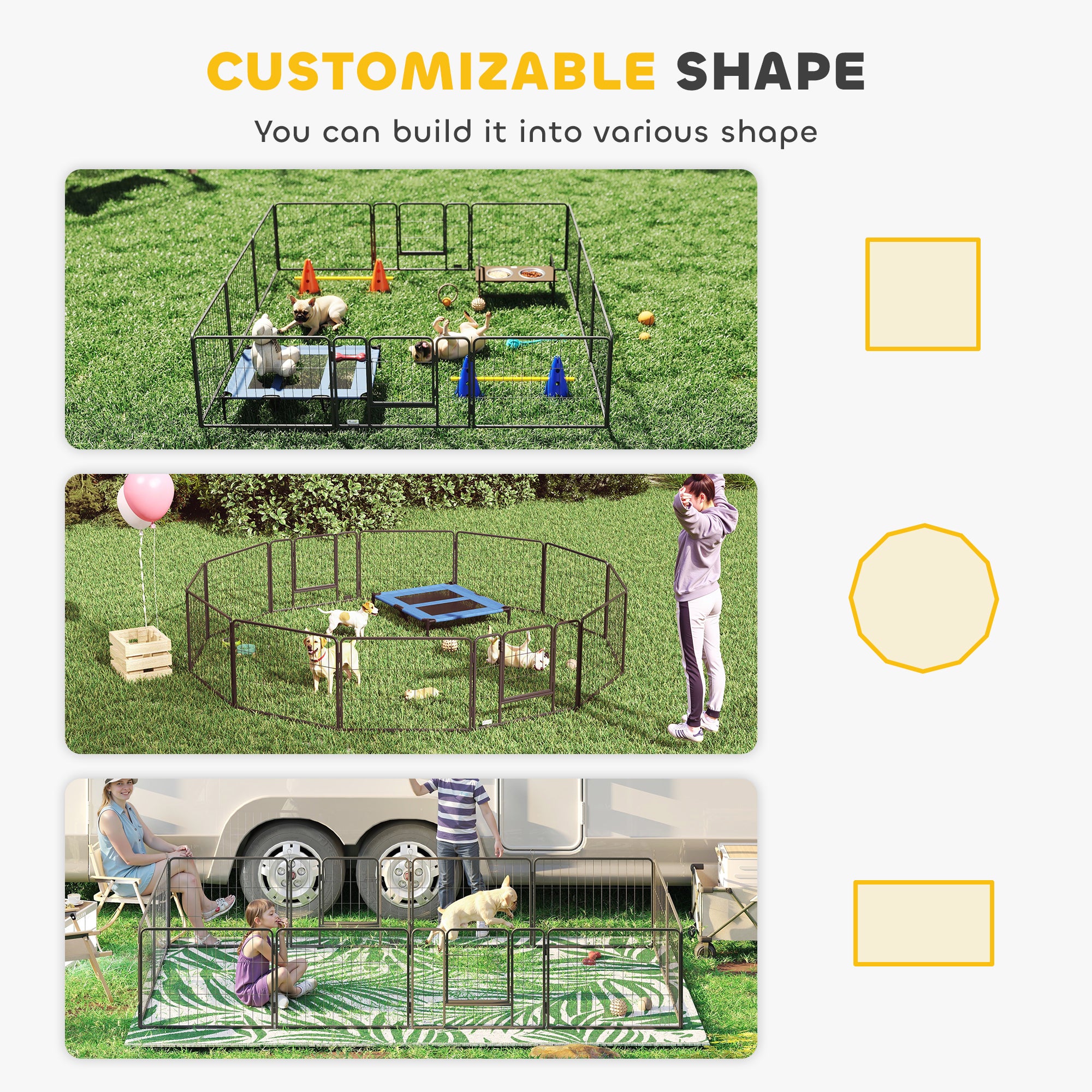 PawHut 12 Panels Heavy Duty Puppy Playpen, for Small Dogs, Indoor and Outdoor Use - Silver - North Peak Garden Furniture