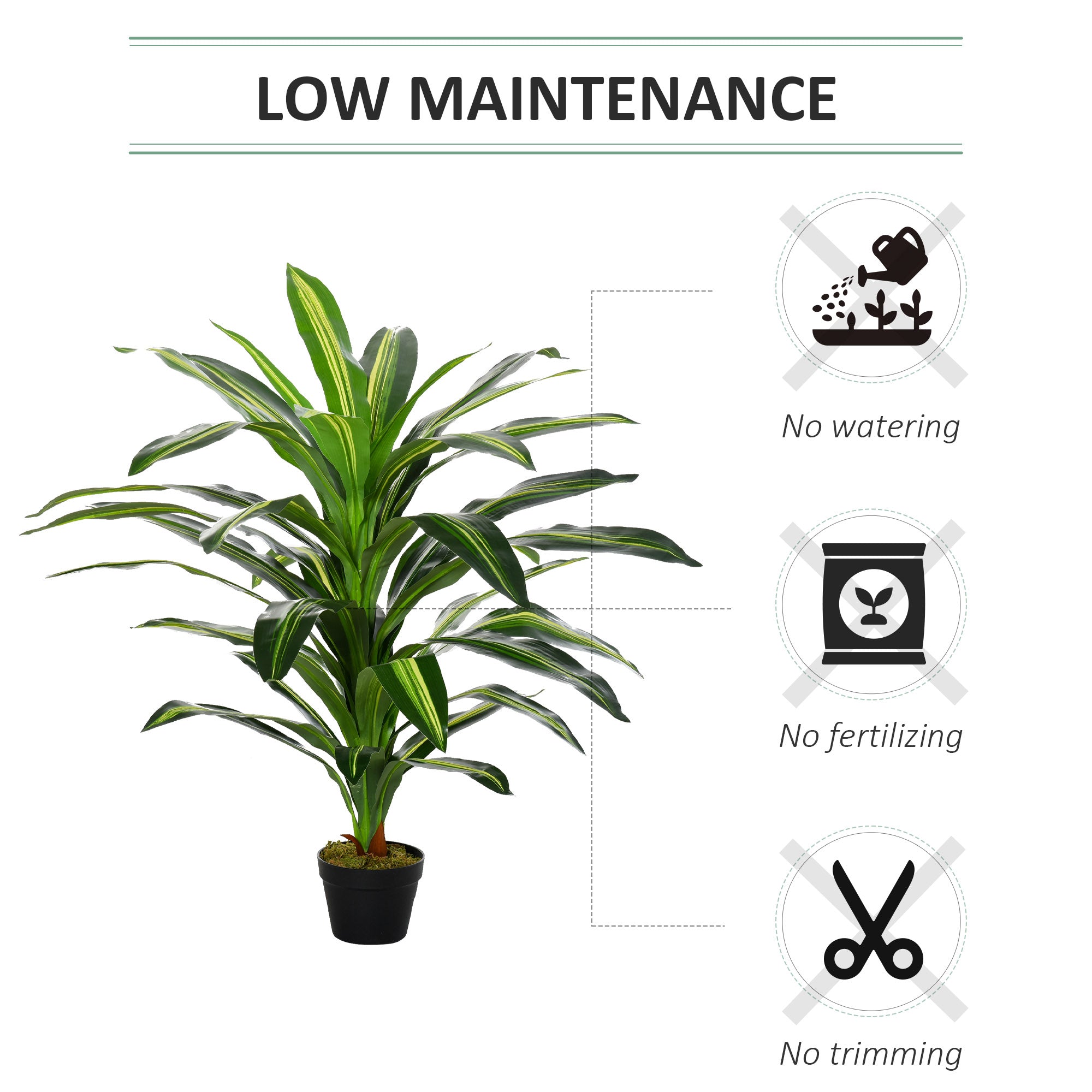 Outsunny Set of Two Artificial Dracaena Plants - North Peak Garden Furniture