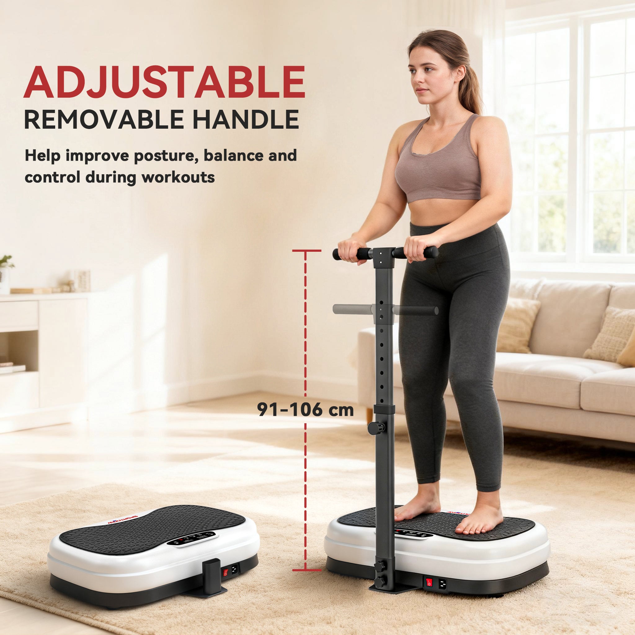 SPORTNOW Vibration Plate, with Adjustable/Removable Handle, Preset Modes, 50 Speeds