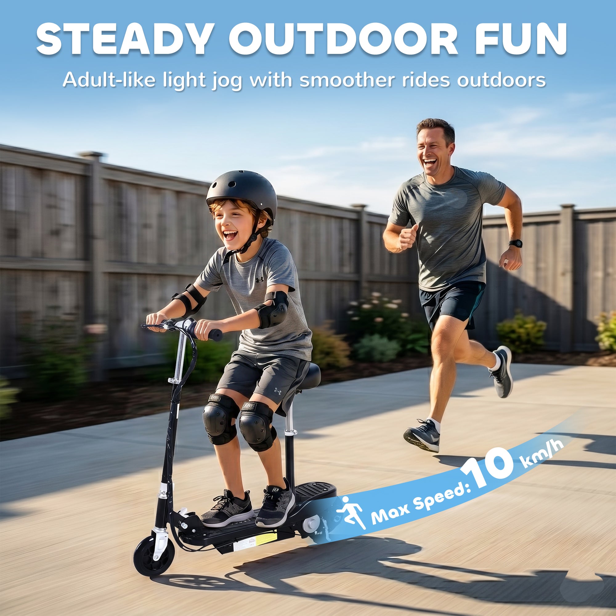 HOMCOM Outdoor Ride On Powered Scooter Sporting Toy 120W Motor Bike 2 x 12V Battery - Black