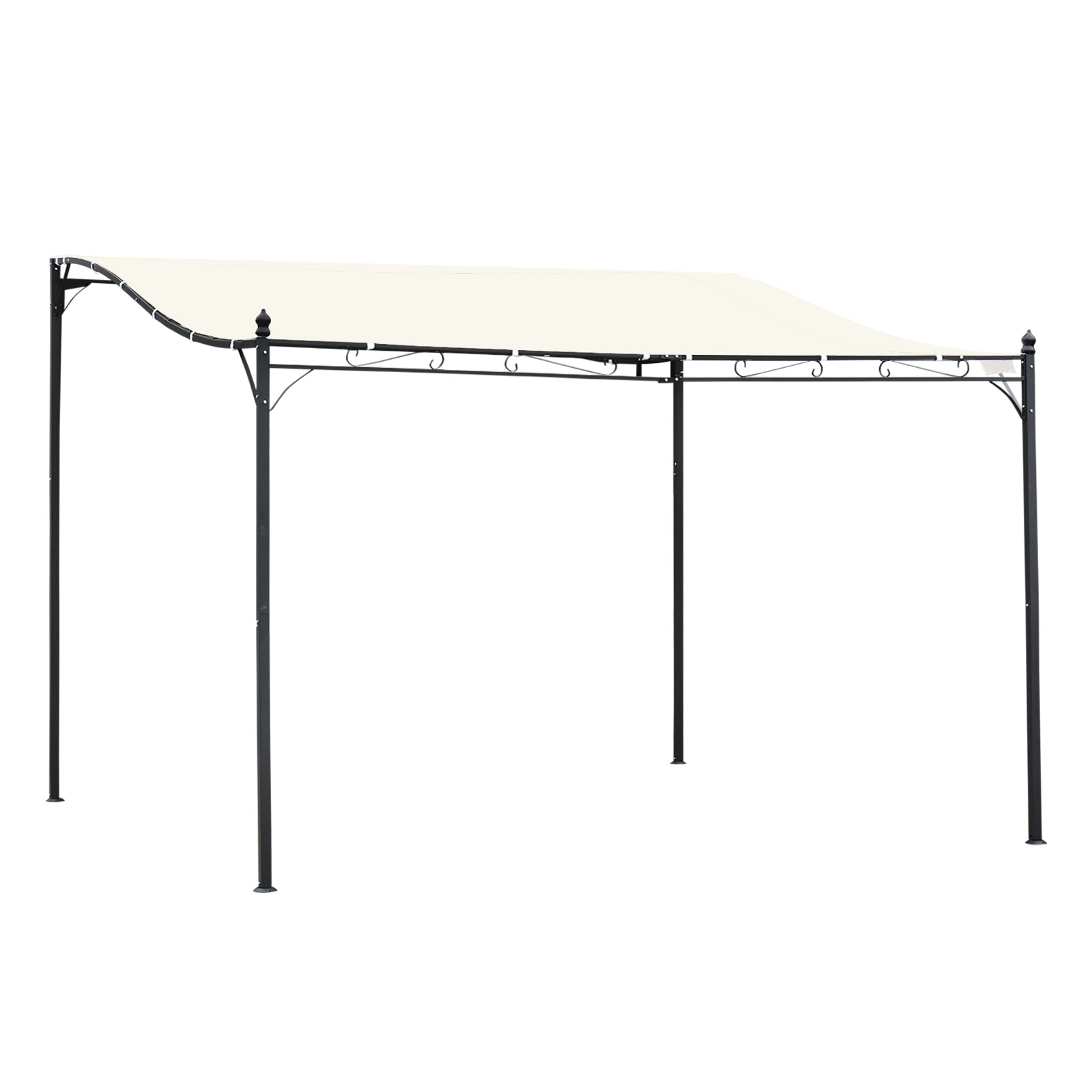Outsunny 4 x 3 Meters Canopy Metal Wall Gazebo Awning Garden Marquee Shelter Door Porch - Cream - North Peak Garden Furniture