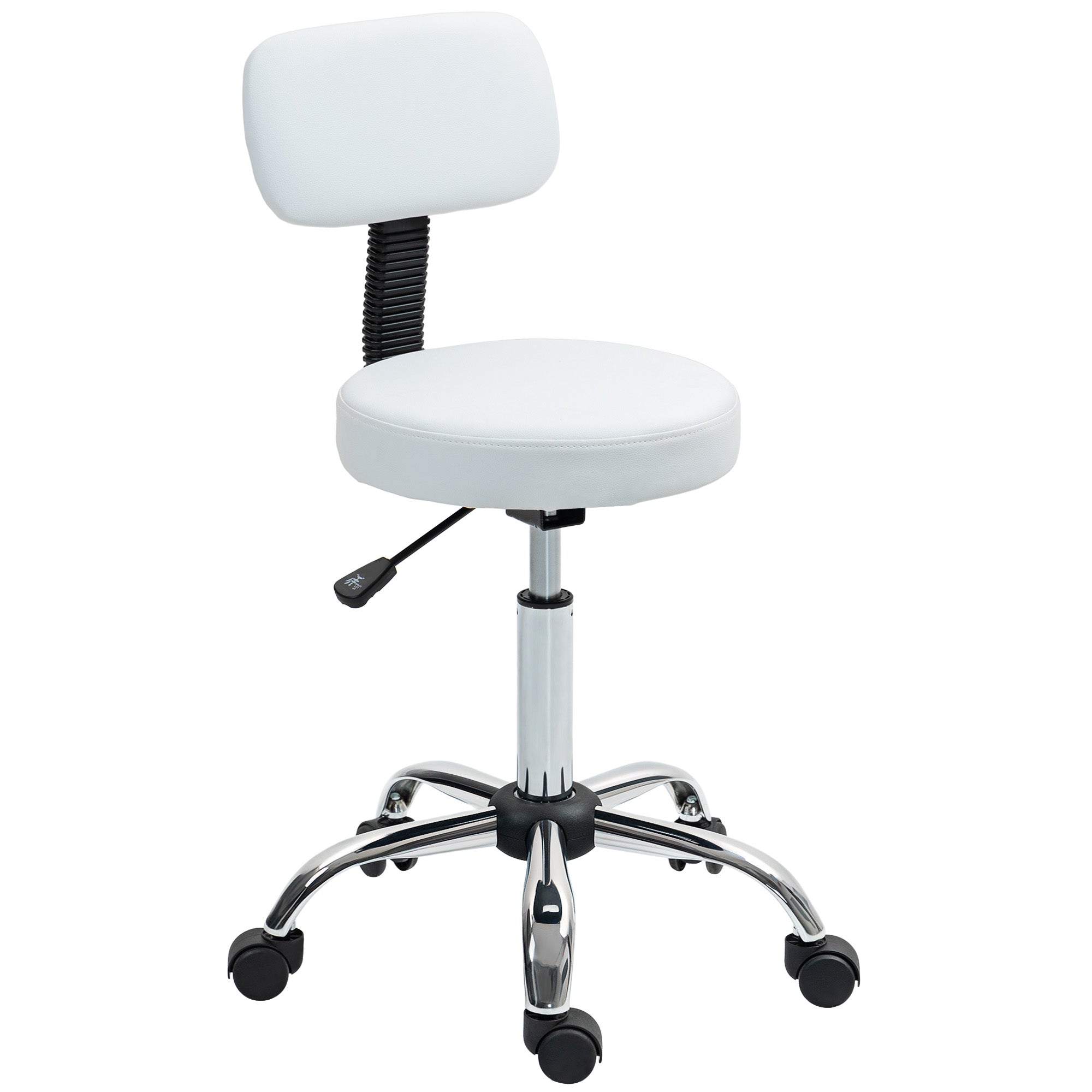 HOMCOM 360° Swivel Seat Salon Stool - White - North Peak Garden Furniture