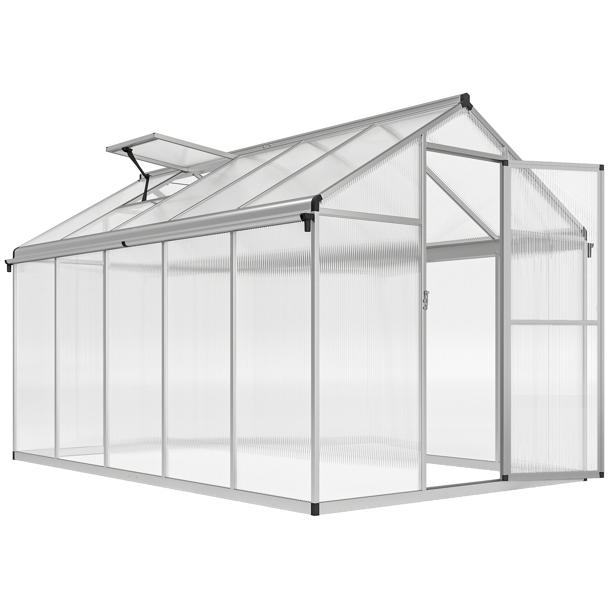 Outsunny 10 x 6ft Aluminium Frame Walk-In Greenhouse, with Foundation