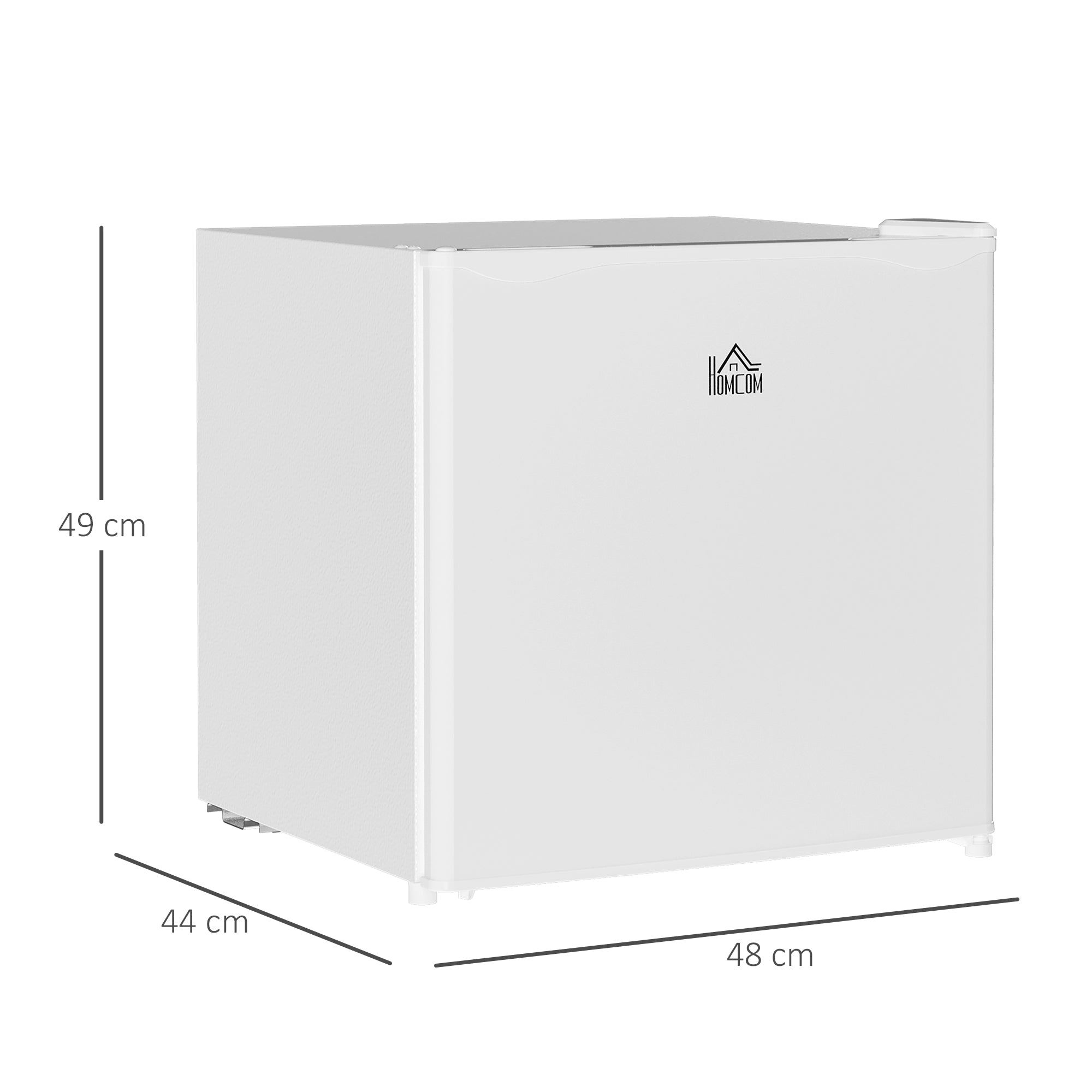 HOMCOM 46 Litre Table Top Mini Fridge, Small Fridge with Ice Box, Reversible Door, Adjustable Temperature and Legs, Mini Fridge for Bedrooms, Home Office, Cream