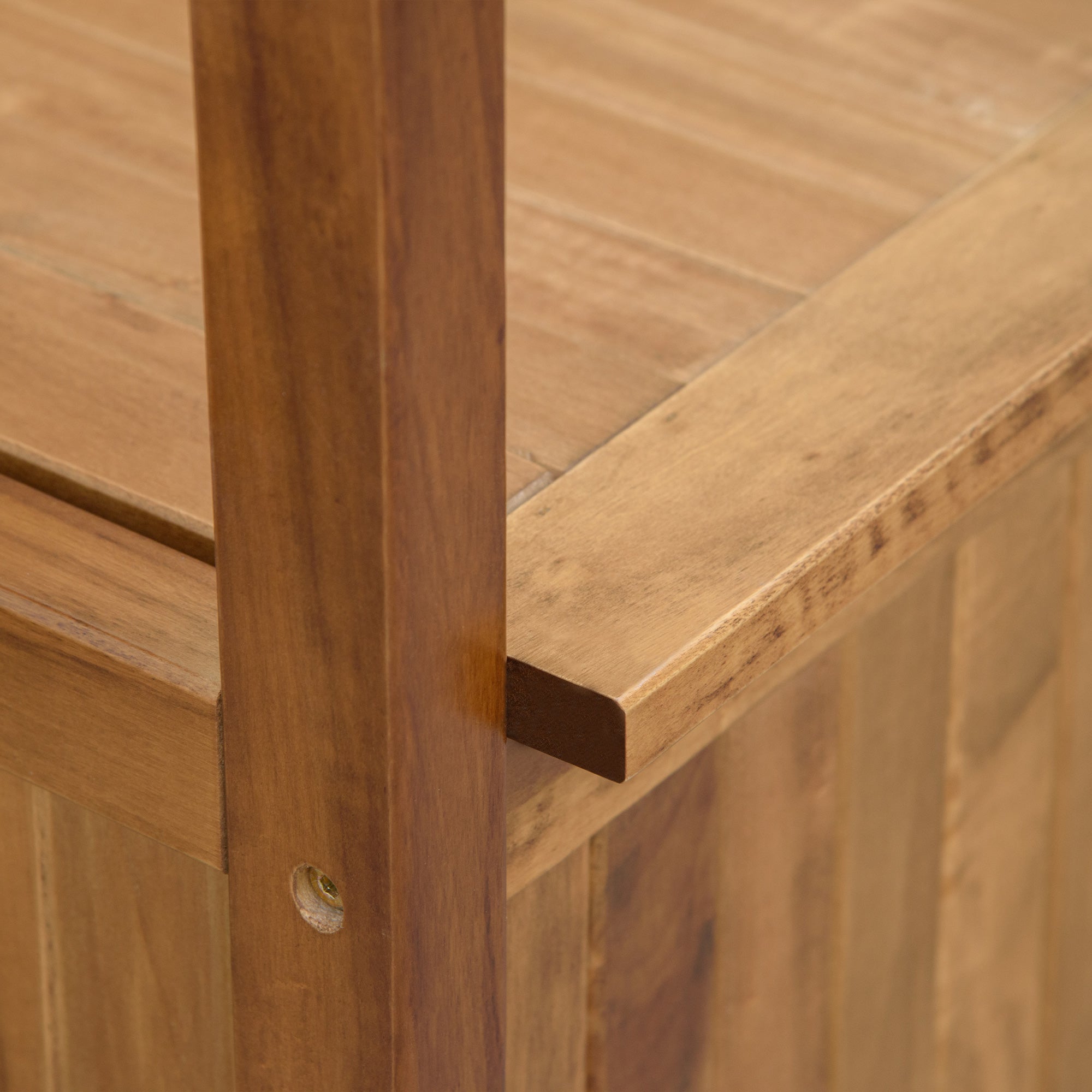 Outsunny Two-Seater Wooden Storage Bench - Natural Finish - North Peak Garden Furniture