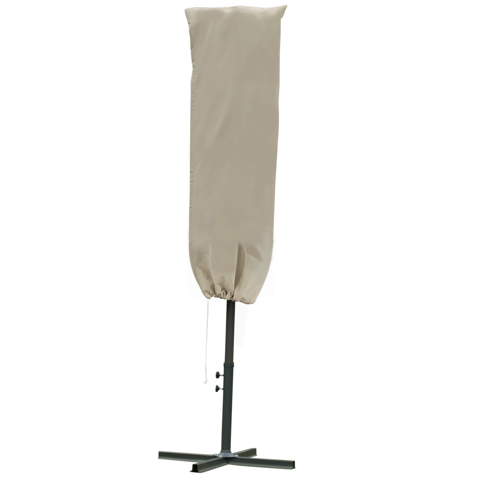 Outsunny Outdoor Cantilever Umbrella Cover with Rod, Zipper, Khaki - North Peak Garden Furniture
