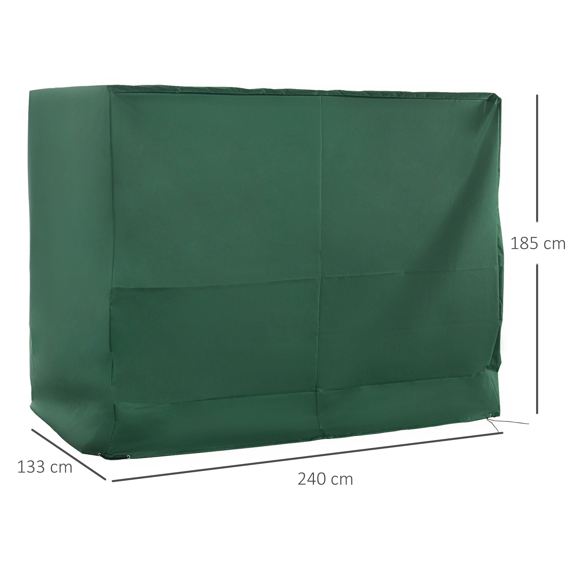 Outsunny 3-Seat Outdoor Garden Swing Chair Protective Cover Water UV Resistant, 240L x 133Wcm, Green - North Peak Garden Furniture