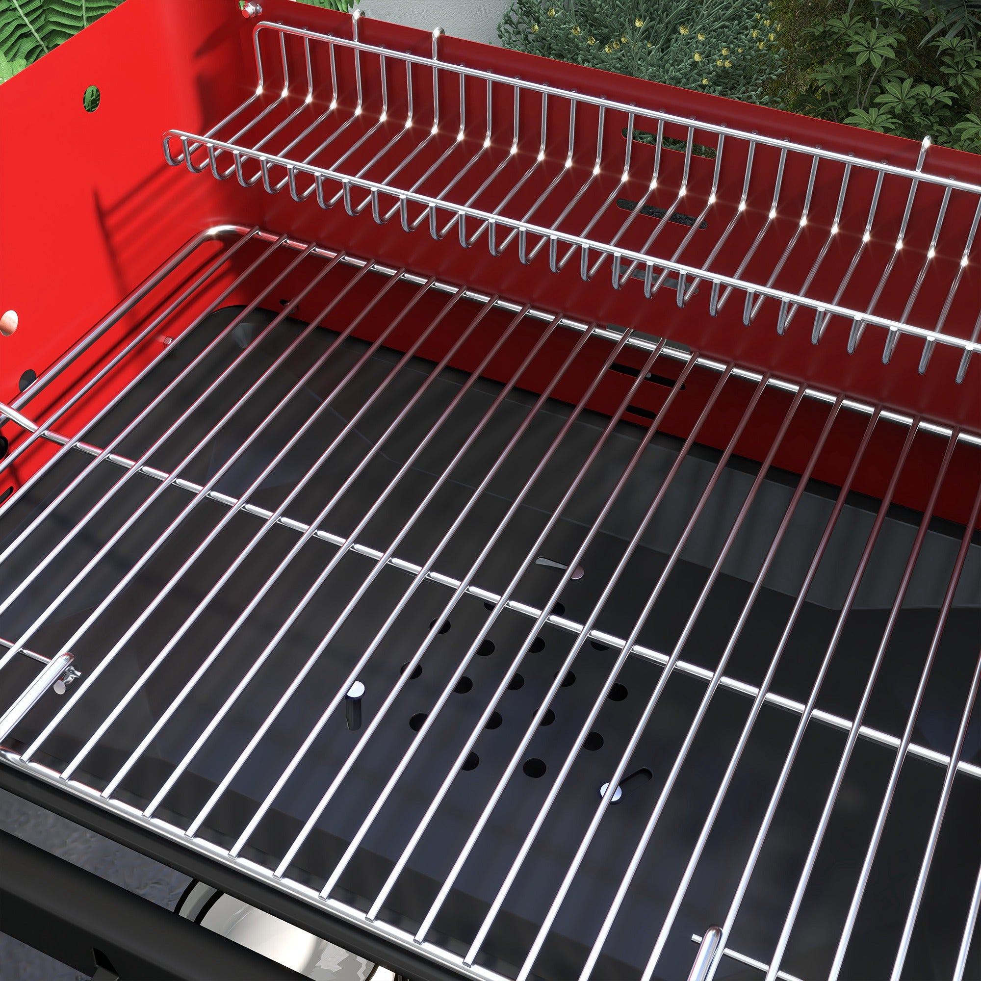 Outsunny Charcoal BBQ, with Five Position Grill Grate - Red - North Peak Garden Furniture