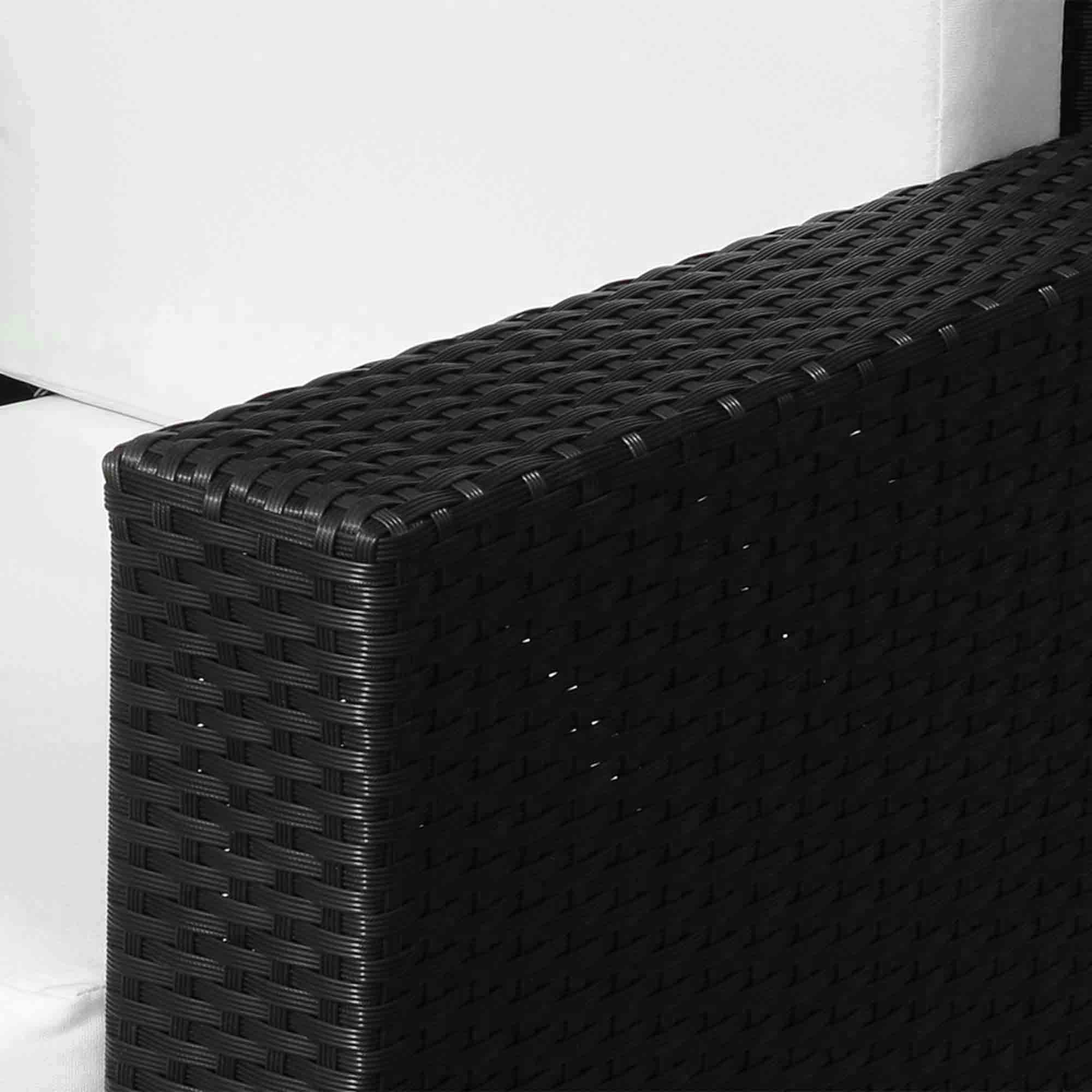 Outsunny Single Seater Rattan Chair Sofa with 10 cm Thick Padded Cushion, All-Weather PE Wicker Weave Garden Armchair with Armrests, Black - North Peak Garden Furniture